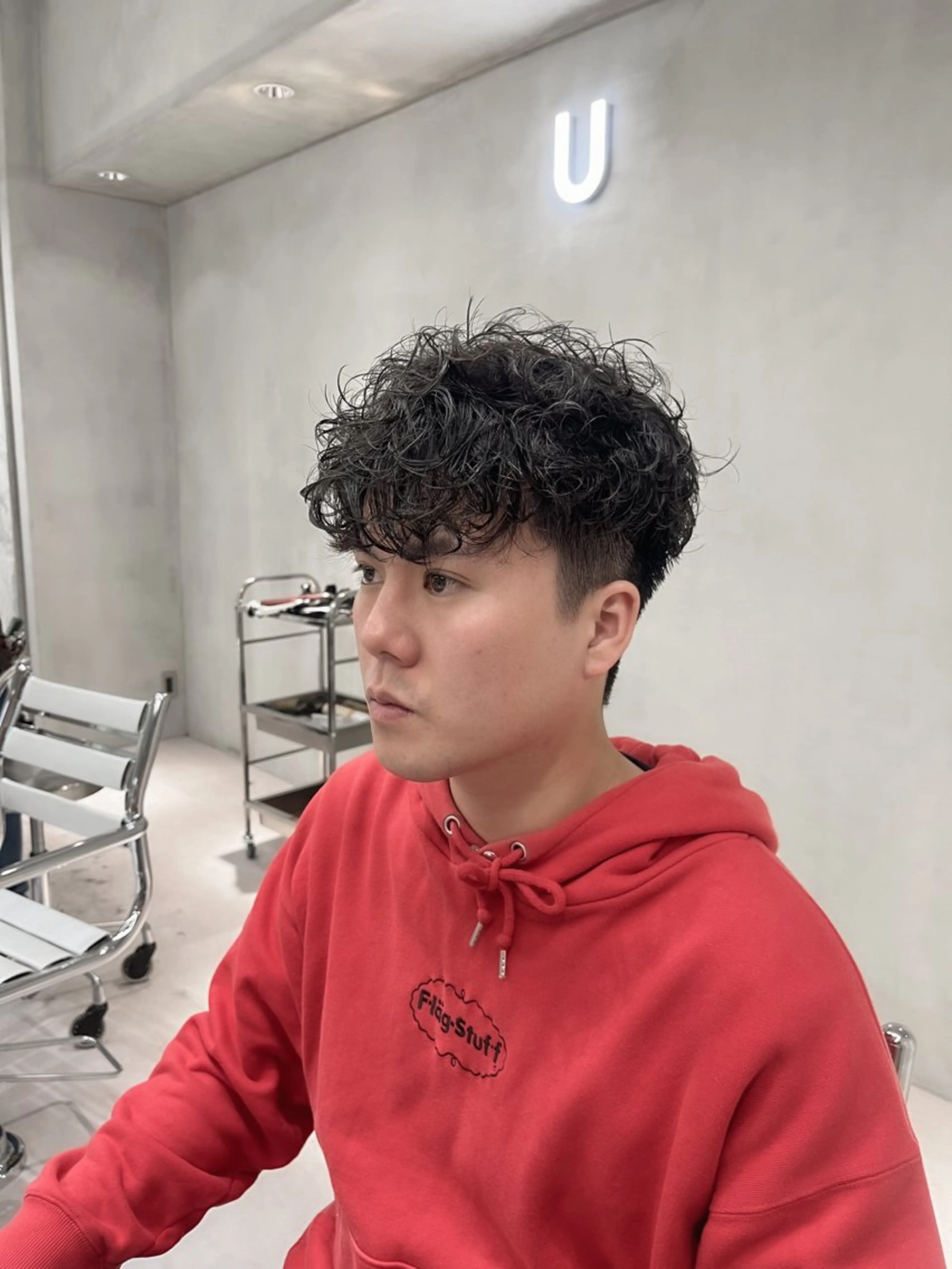 ショート パーマ メンズ ⚡メンズパーマフ ェードカットTomyのヘアスタイル