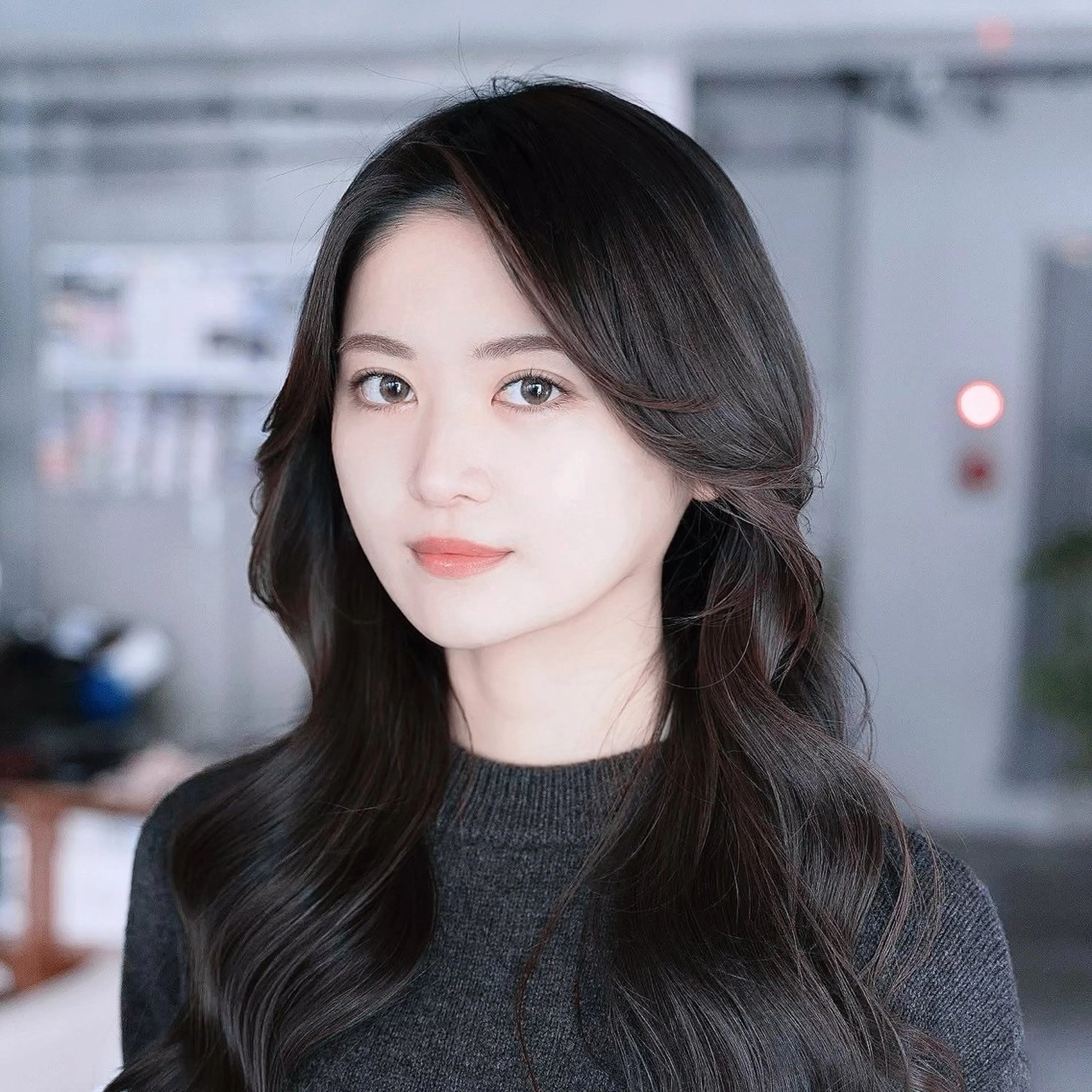ロング カラー 透明感カラー オレンジ ヘアカラー トリートメント ムツキ/品のある 艶カラー/縮毛矯正のヘアスタイル