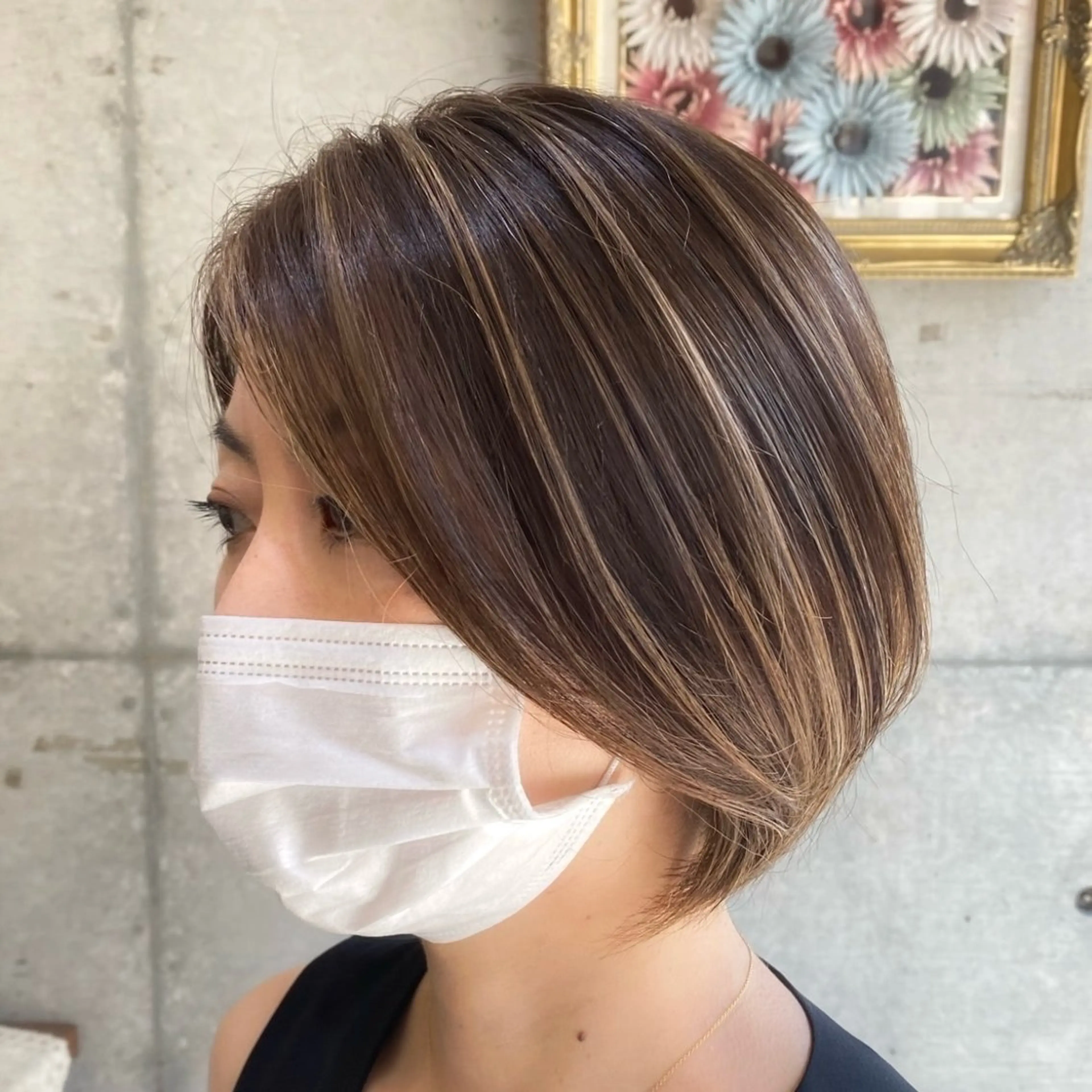 ショート カラー ハイライトカラー ハイライト 艶カラー/レイヤー/ ハイトーン/まなみのヘアスタイル