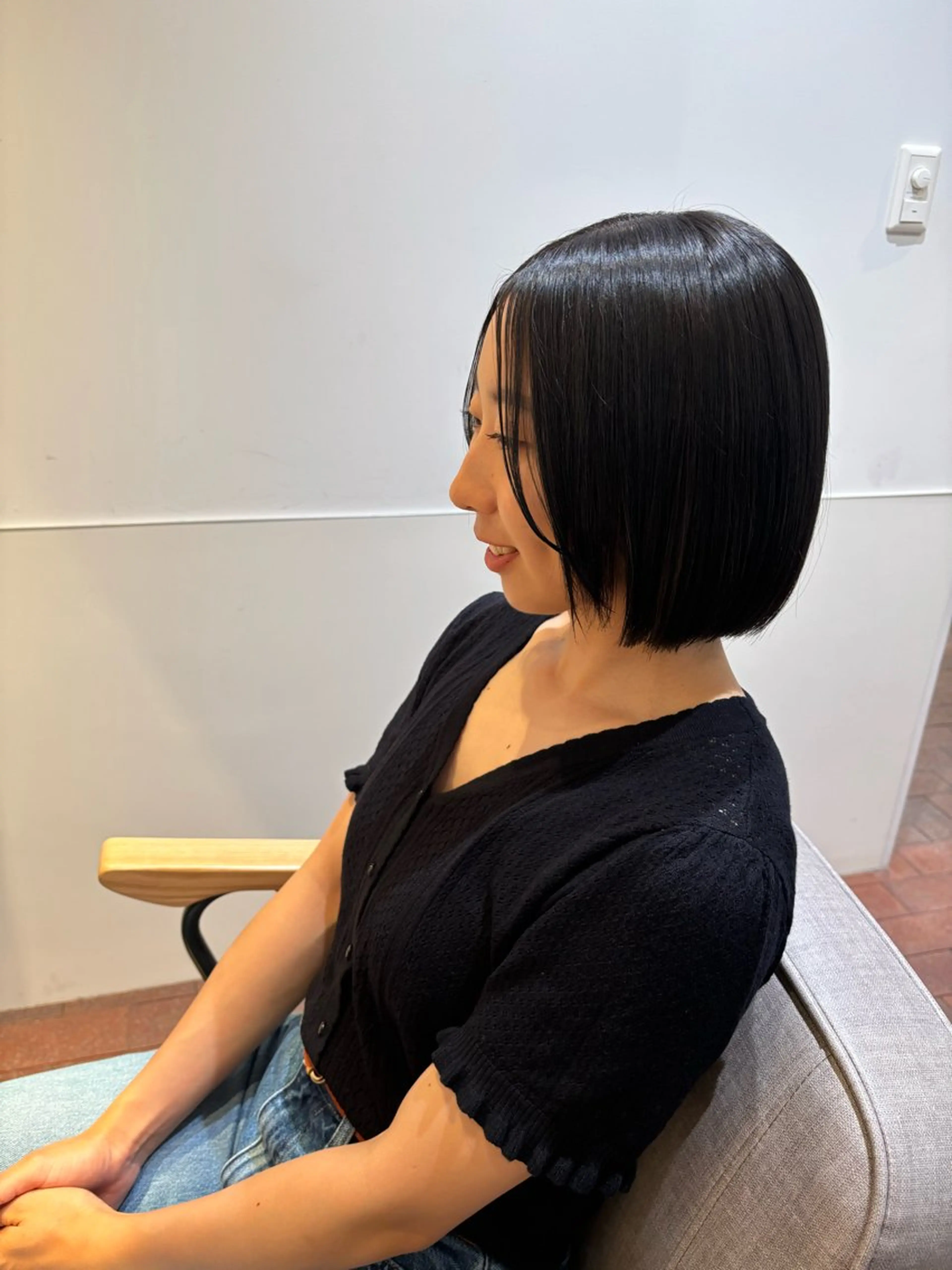 ミディアム カラー ボブ カット ヘアカラー トリートメント マンツーマン 縮毛矯正/マユコのヘアスタイル