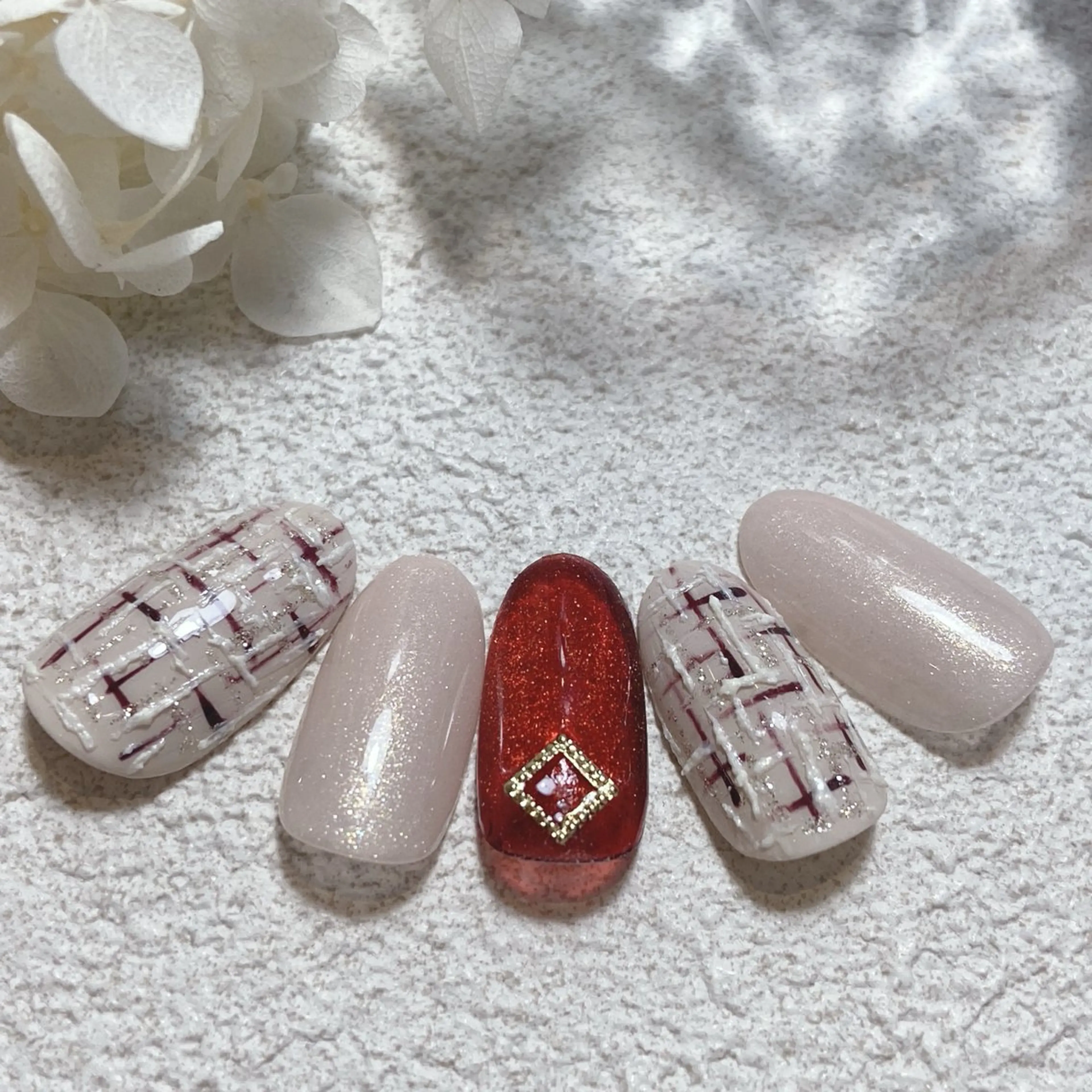 ネイル ジェルネイル パラジェル ツイードネイル ハンドネイル mako 🌷のネイルデザイン