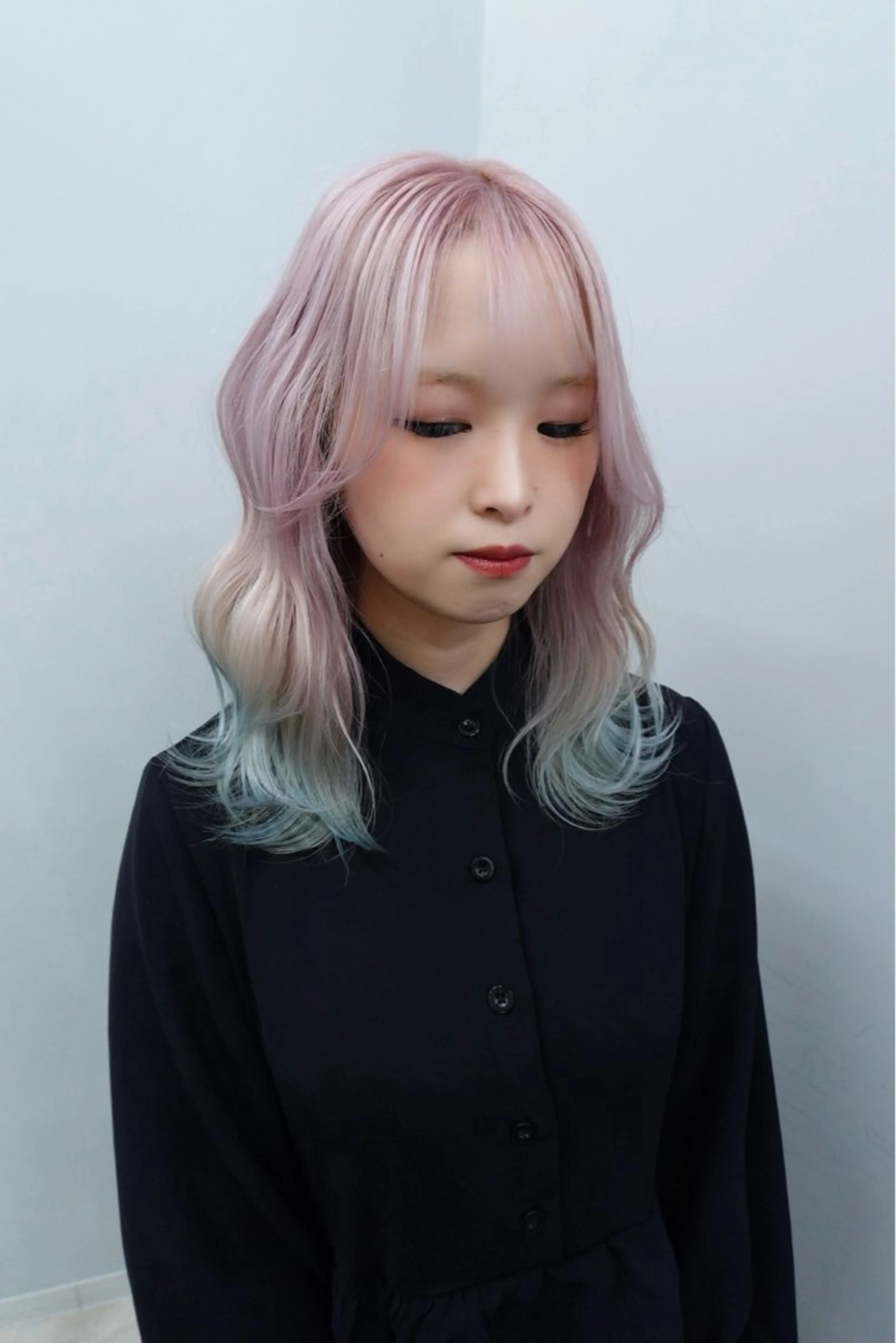 セミロング ハッシュカット 韓国風ヘア レイヤーカット 表参道ハイトーン 韓国ヘア長田雄希のヘアスタイル