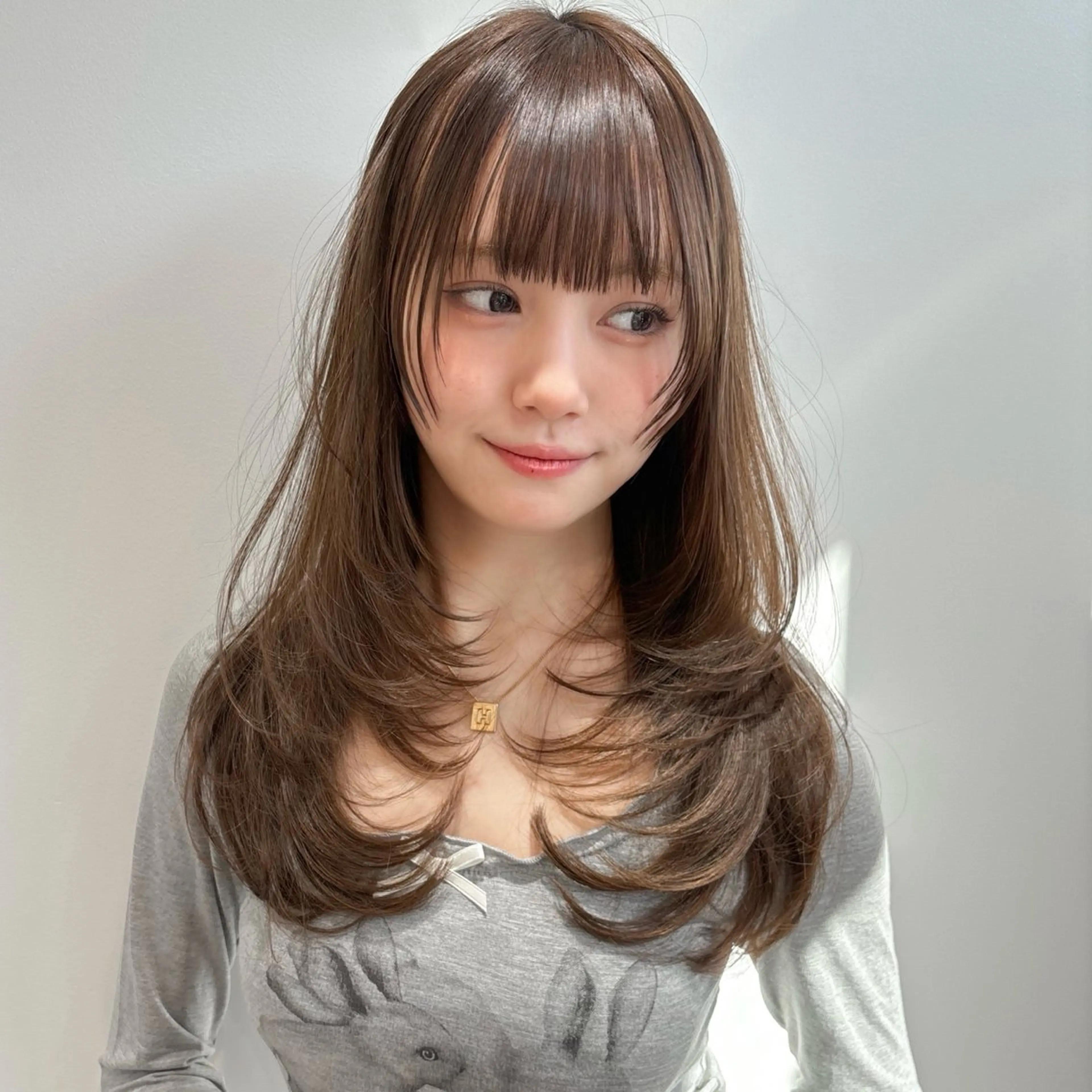 ロング カット ヘアカラー トリートメント 原宿/韓国レイヤー ボブ/顔周りYasuのヘアスタイル