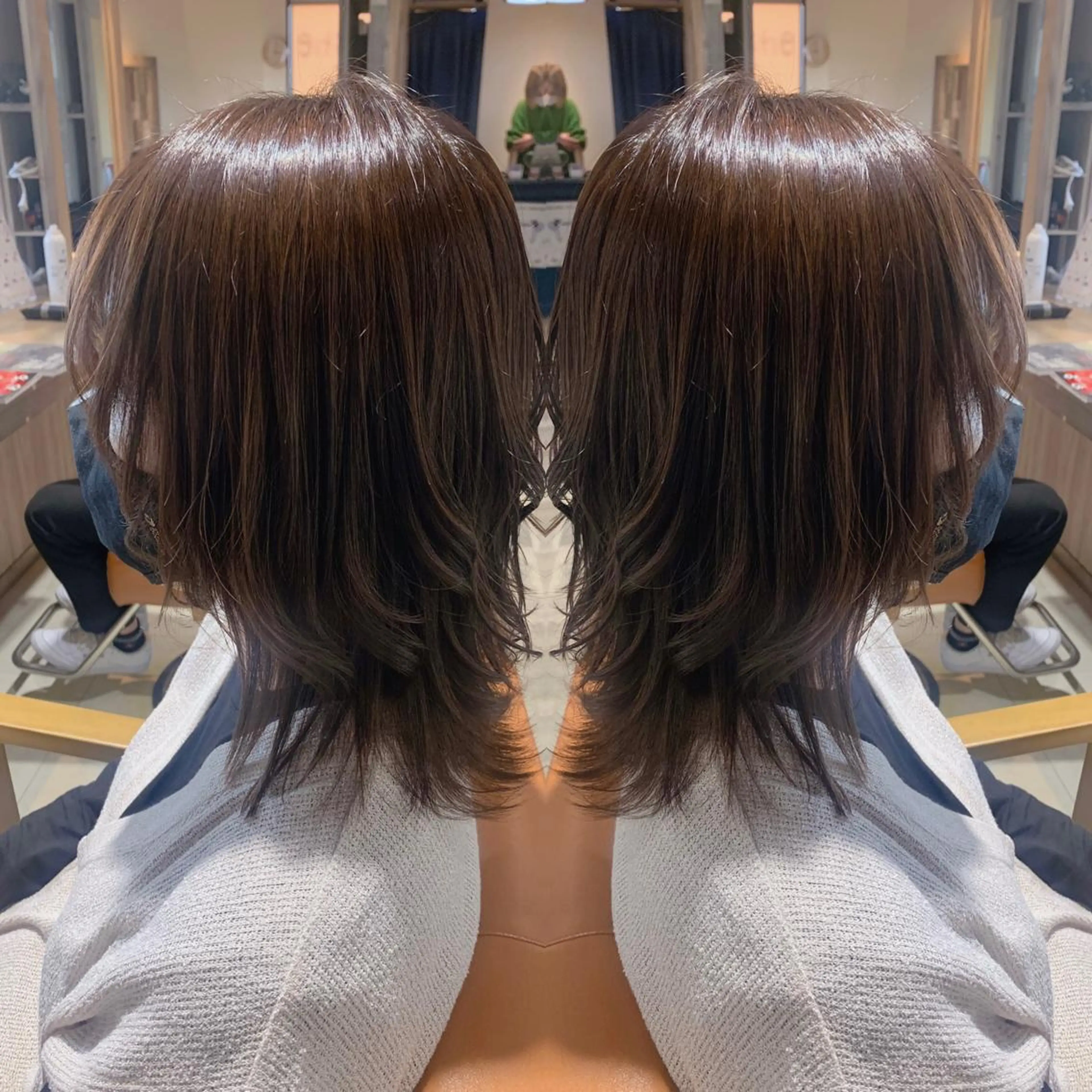 セミロング カラー ブラウンカラー シアーブラウン ウルフカット 韓国🇰🇷 ✂︎hair 内田愛のヘアスタイル