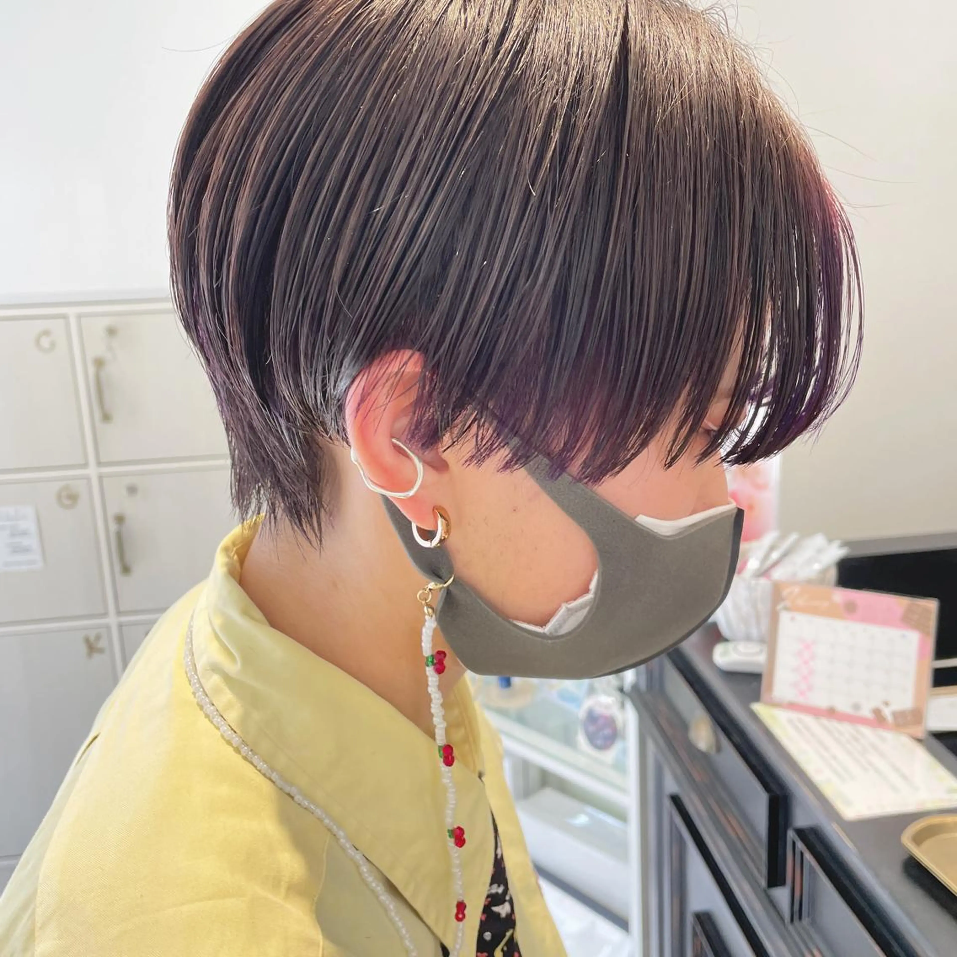 ショート カラー パープルカラー ショートヘア いりえ しゃけのヘアスタイル