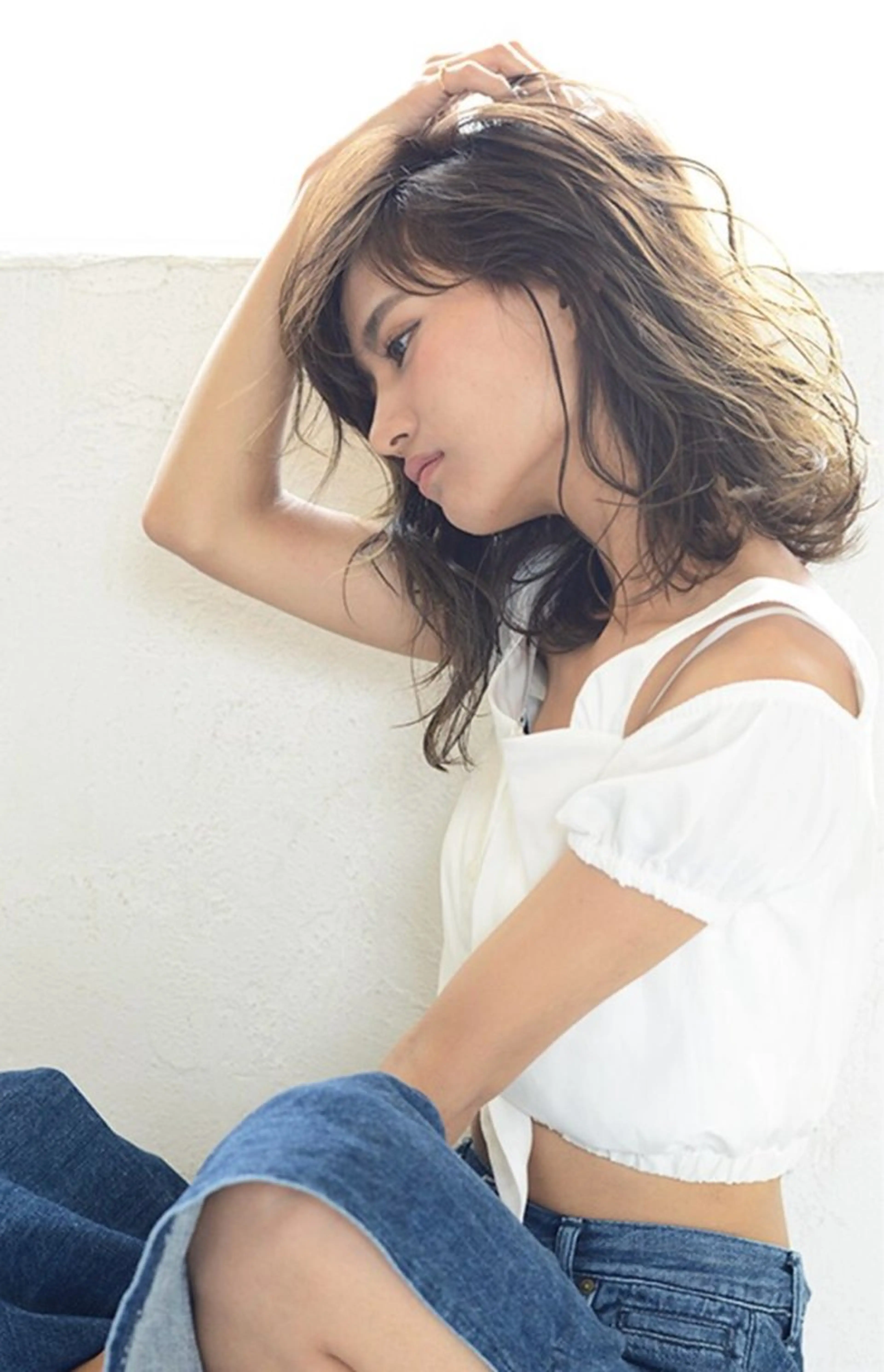 ミディアム カラー 山口 祐美帆のヘアスタイル