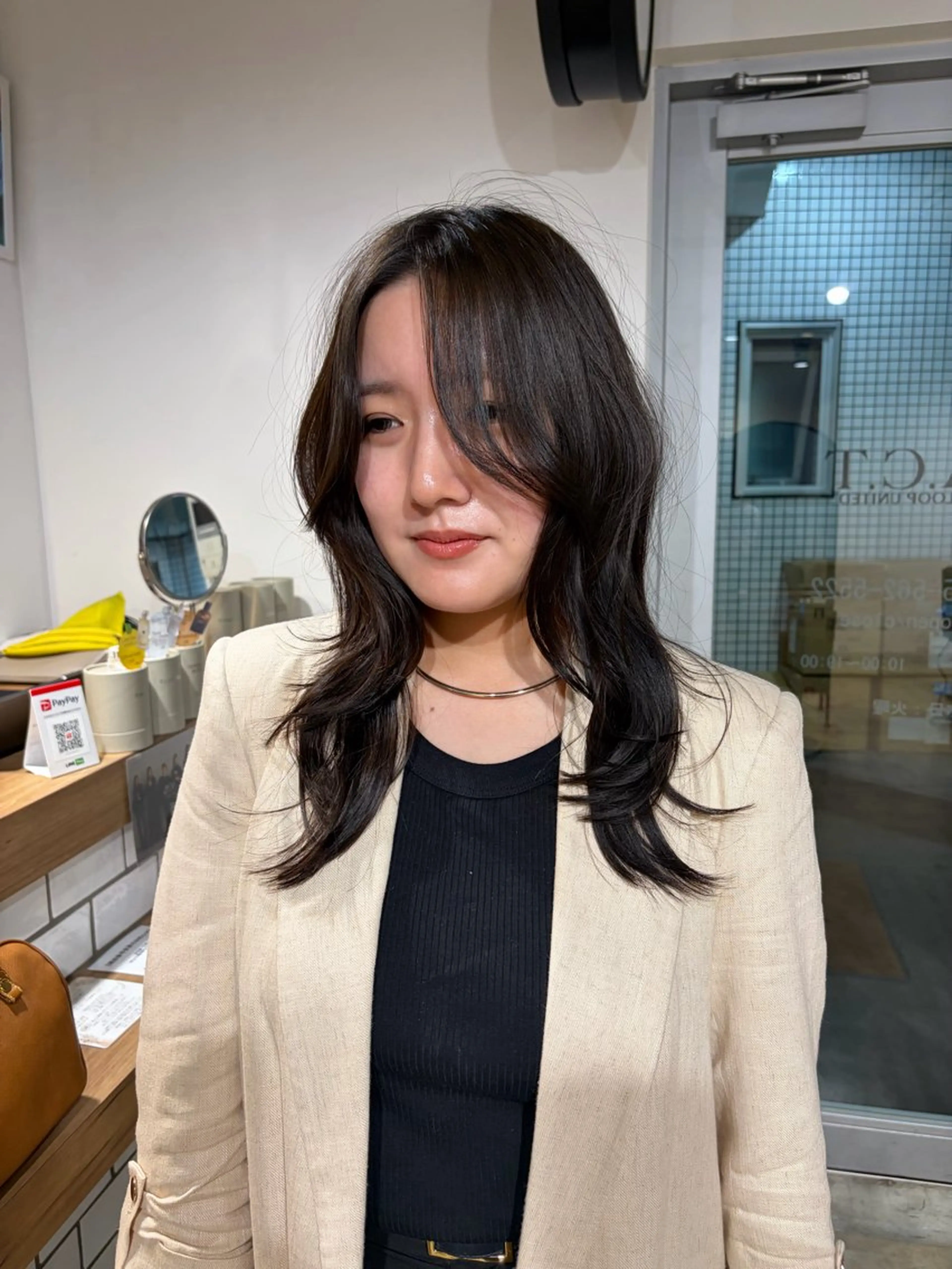 ミディアム カット ヘアカラー 似合わせ透明感カラー /レイヤー/rinaのヘアスタイル