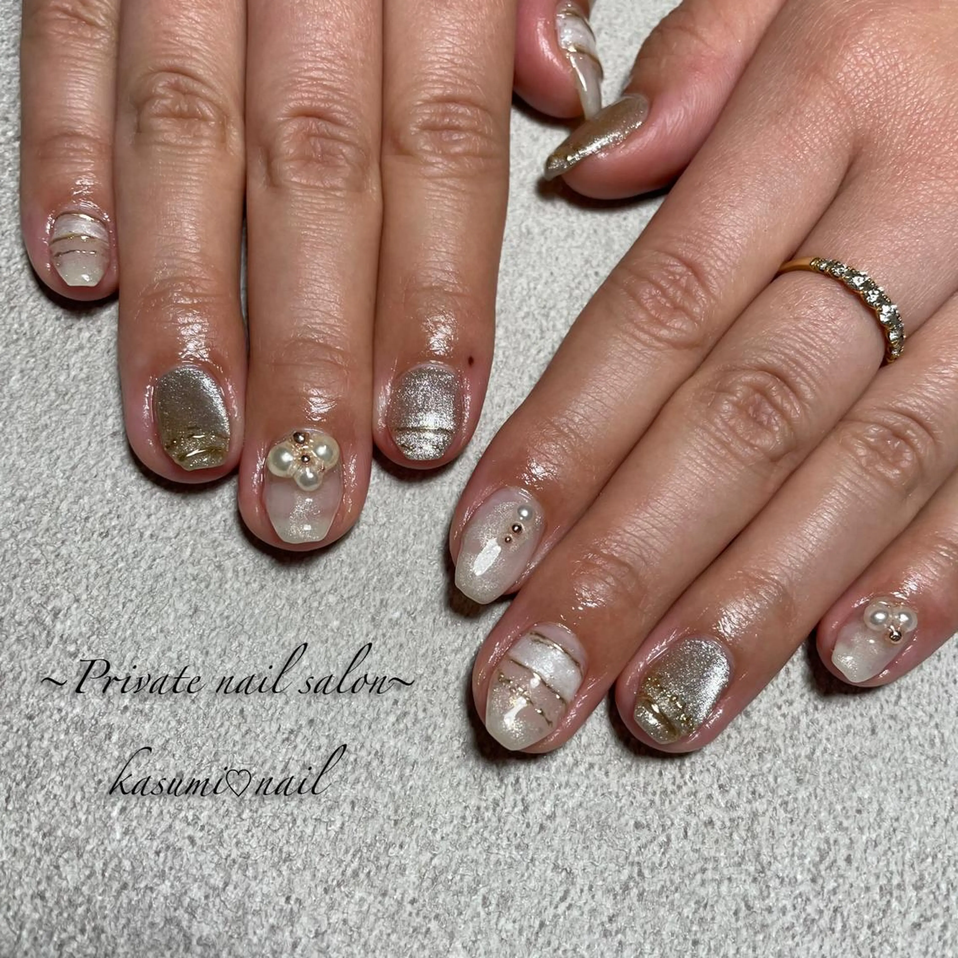 ネイル マグネットネイル ミラーネイル ニュアンスネイル 春ネイル KASUMI♡ Nailのネイルデザイン