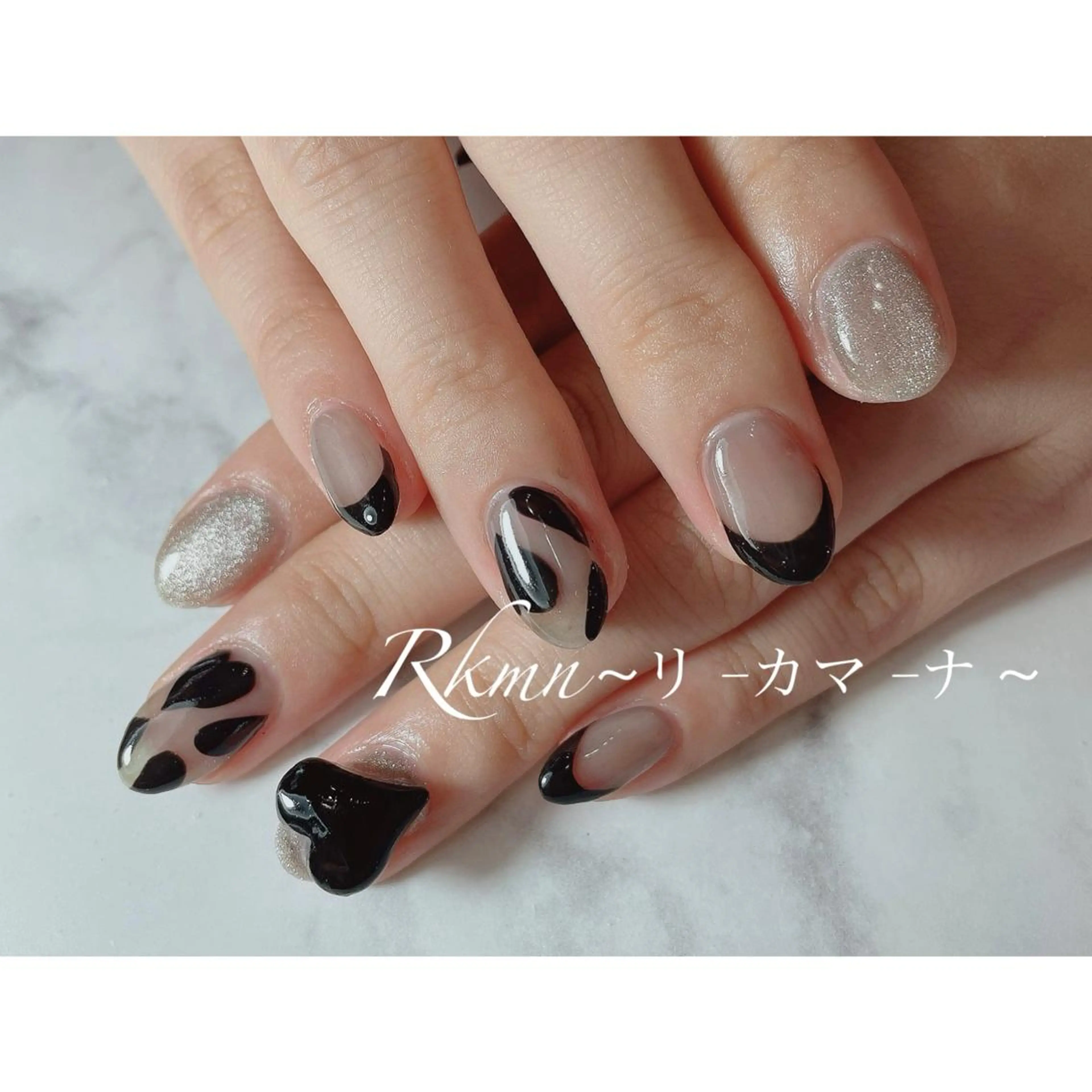 ネイル アートネイル フレンチネイル ハート ラメ(グリッター) 春ネイル ハンドネイル フットネイル ハンドケア Rkmn ~リ-カマ-ナ~のネイルデザイン