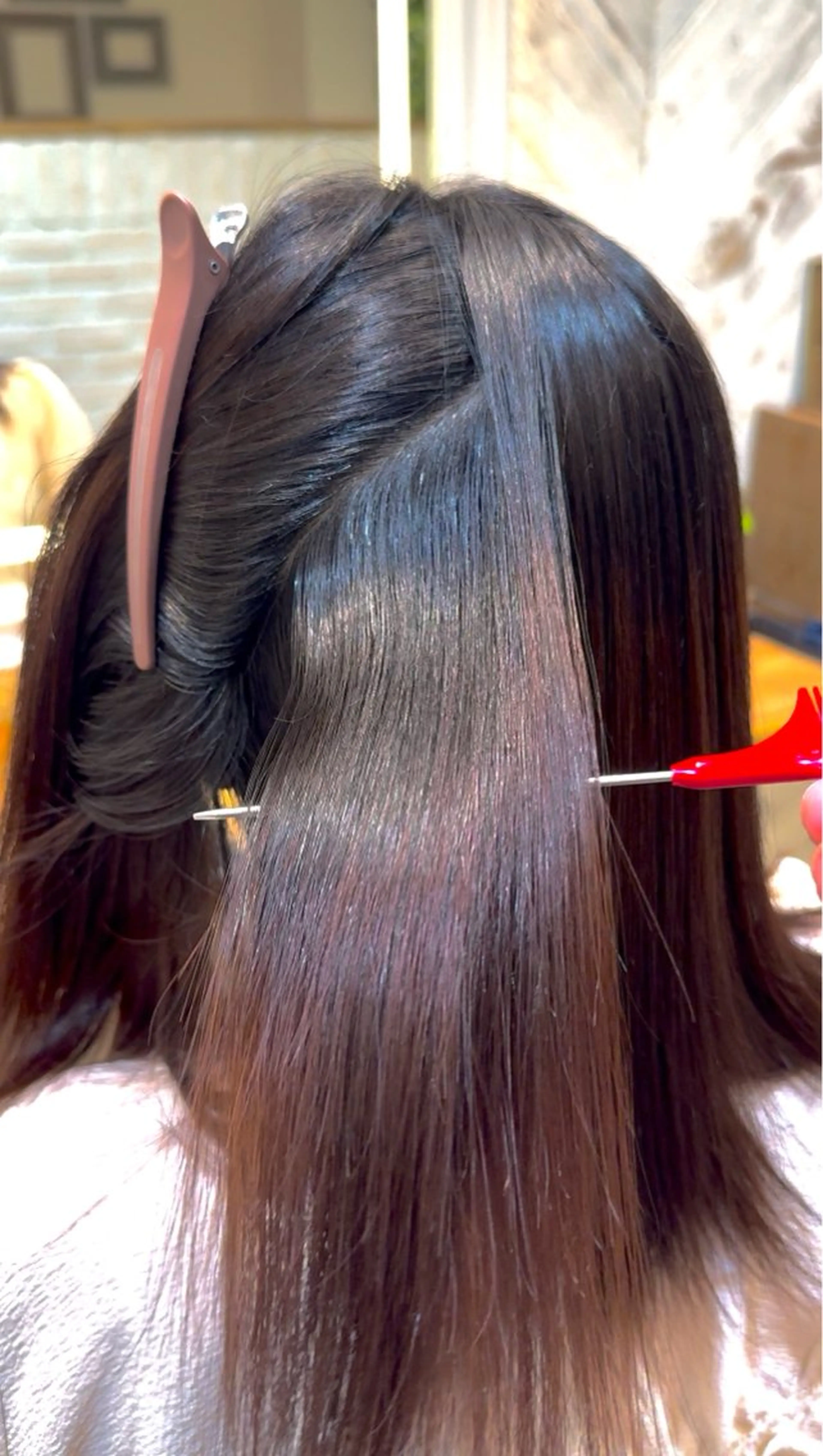 セミロング 横浜｜韓国レイヤー｜ 暖色カラー｜まなとのヘアスタイル