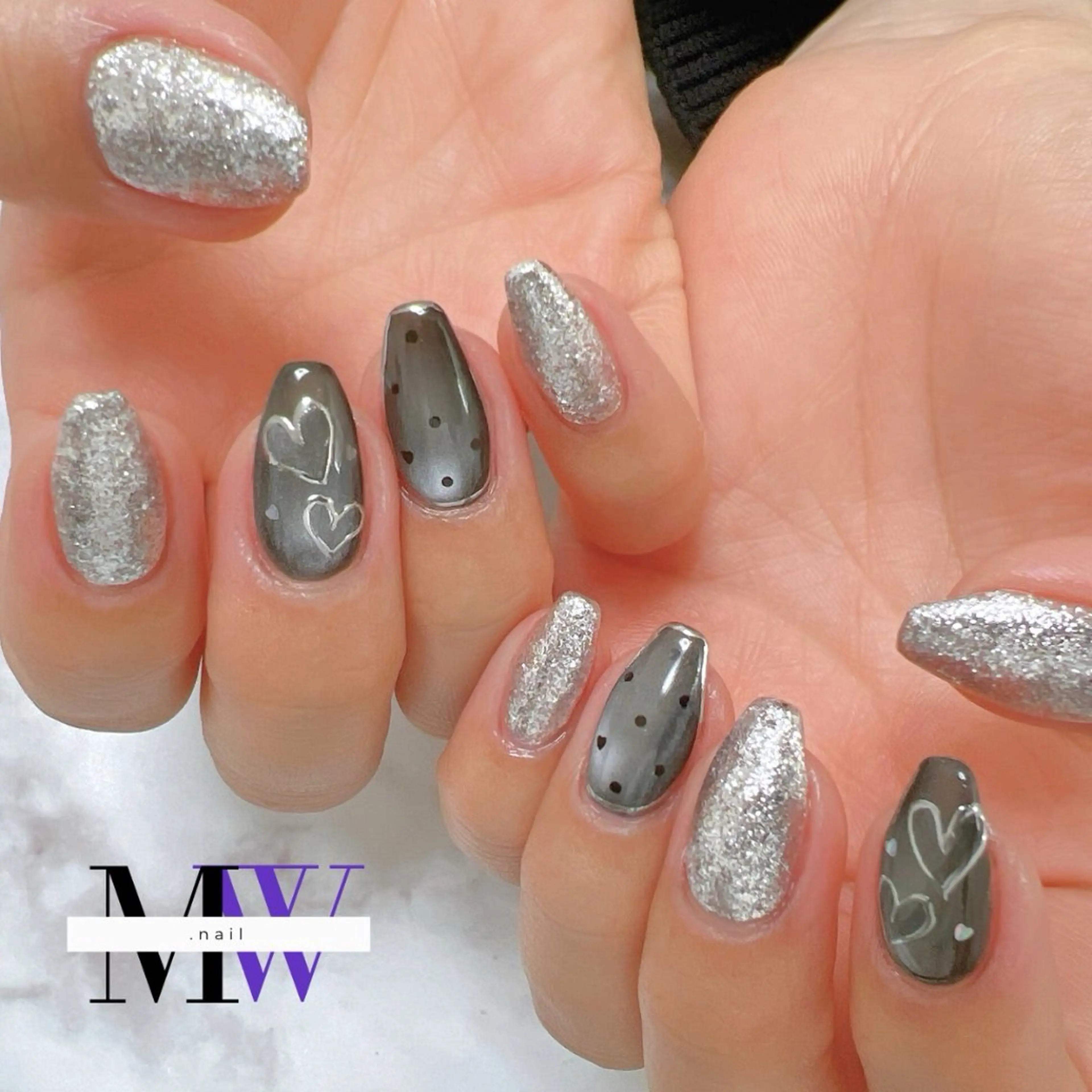 ネイル アートネイル ハート マグネットネイル ハンドネイル MW .nailのネイルデザイン