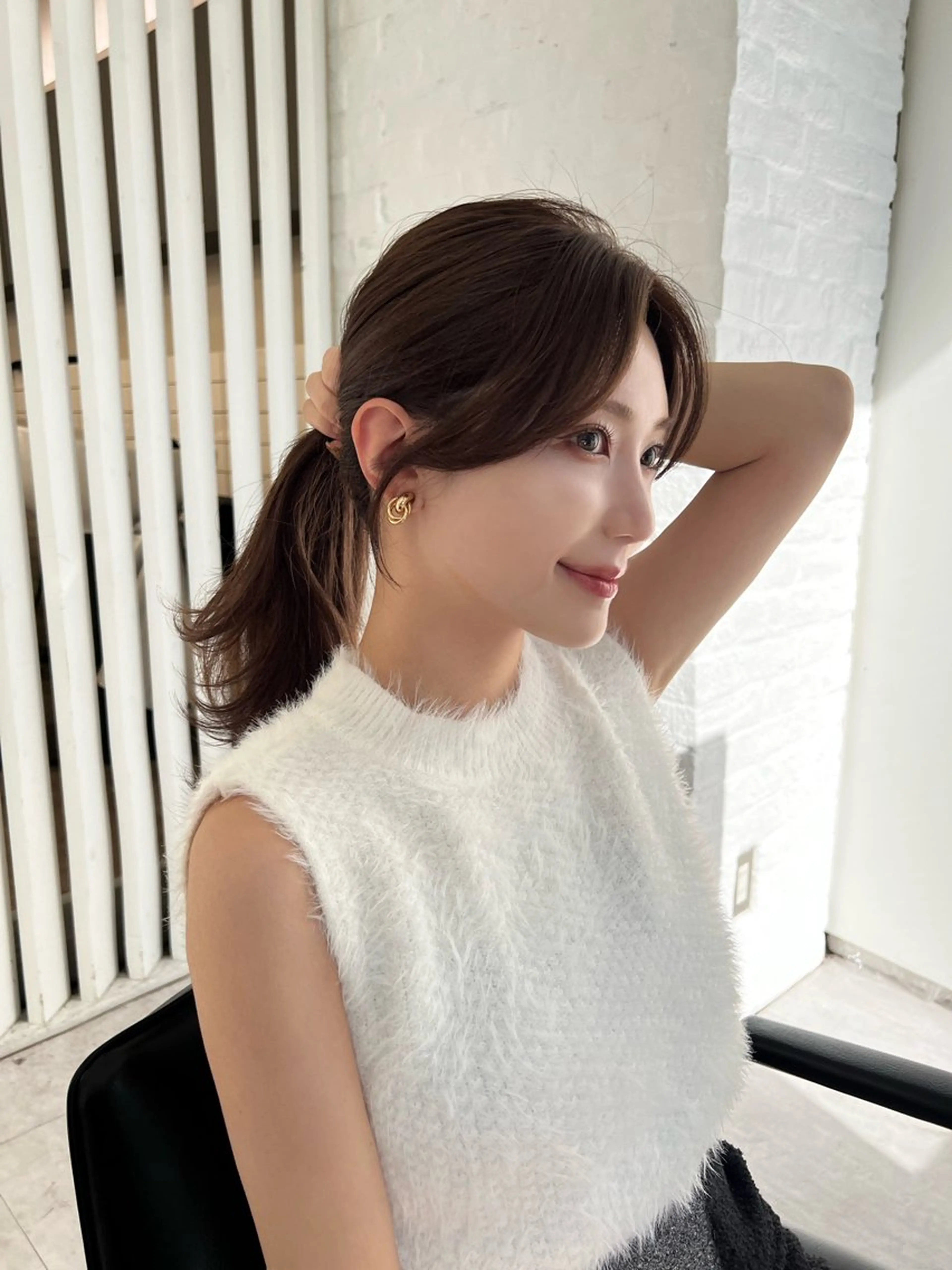 セミロング カラー 韓国ヘア♡ 顔まわりカットayaのヘアスタイル