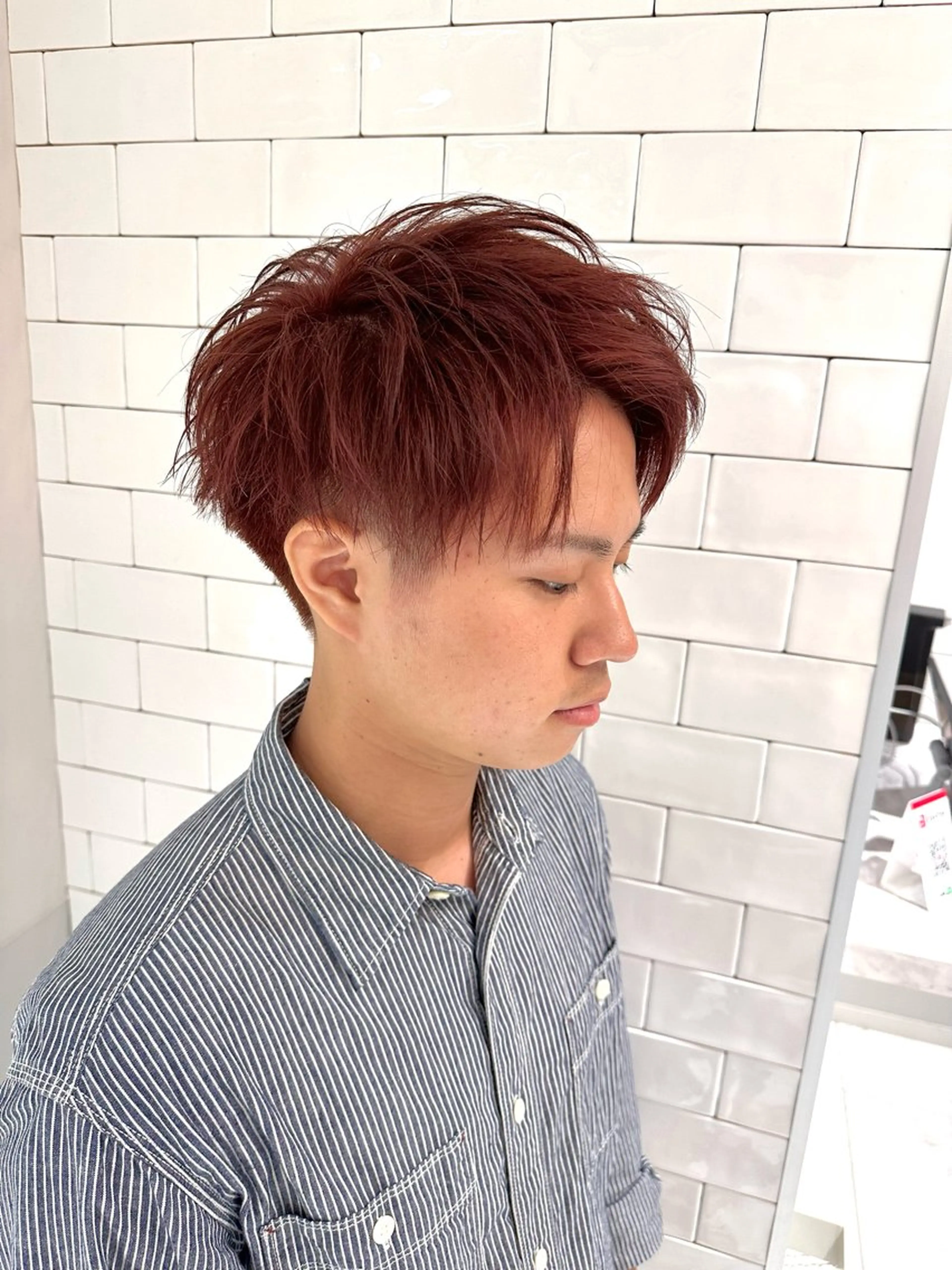 ショート カラー メンズ アップバング ブラウンカラー レッドカラー レッドブラウン SALOWIN大宮 /KYOHEI✂️のヘアスタイル