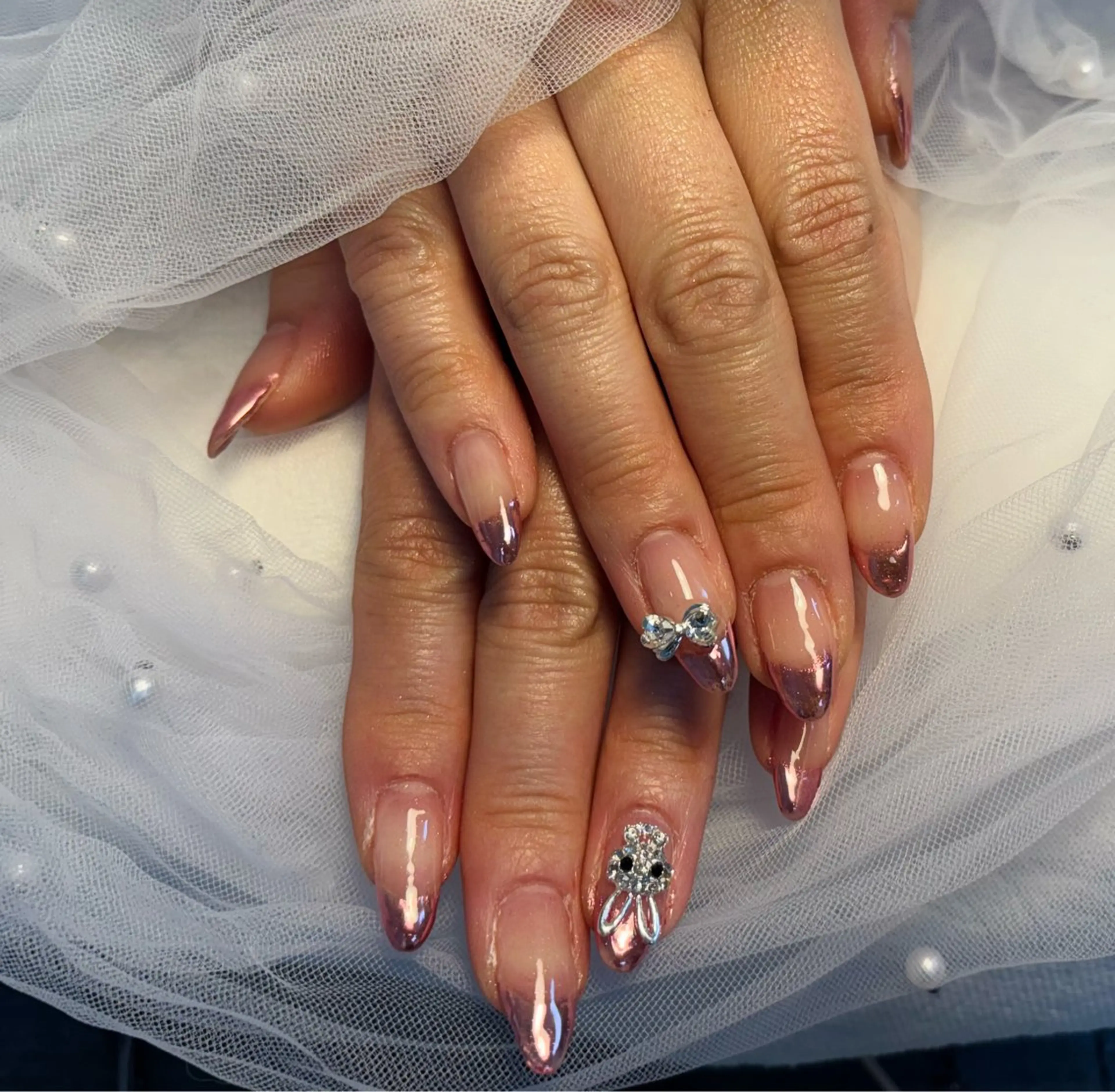ネイル フラッシュネイル フットネイル フレンチネイル ジェルネイル ガラスフレンチ ハンドネイル Nail salon Natulalのネイルデザイン