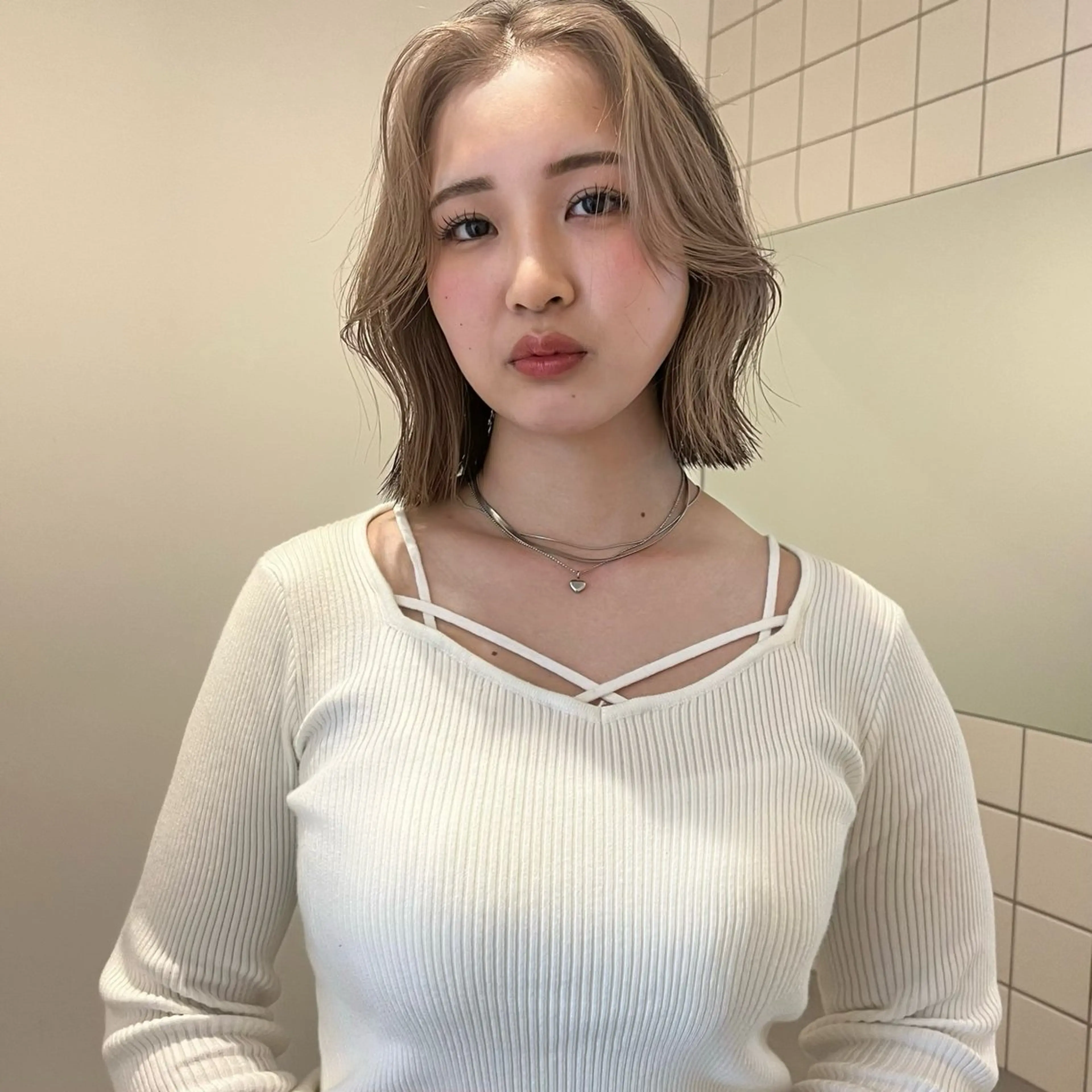 ミディアム ヘアカラー 舟橋耀/ブリーチカラ ー/レイヤーカットのヘアスタイル