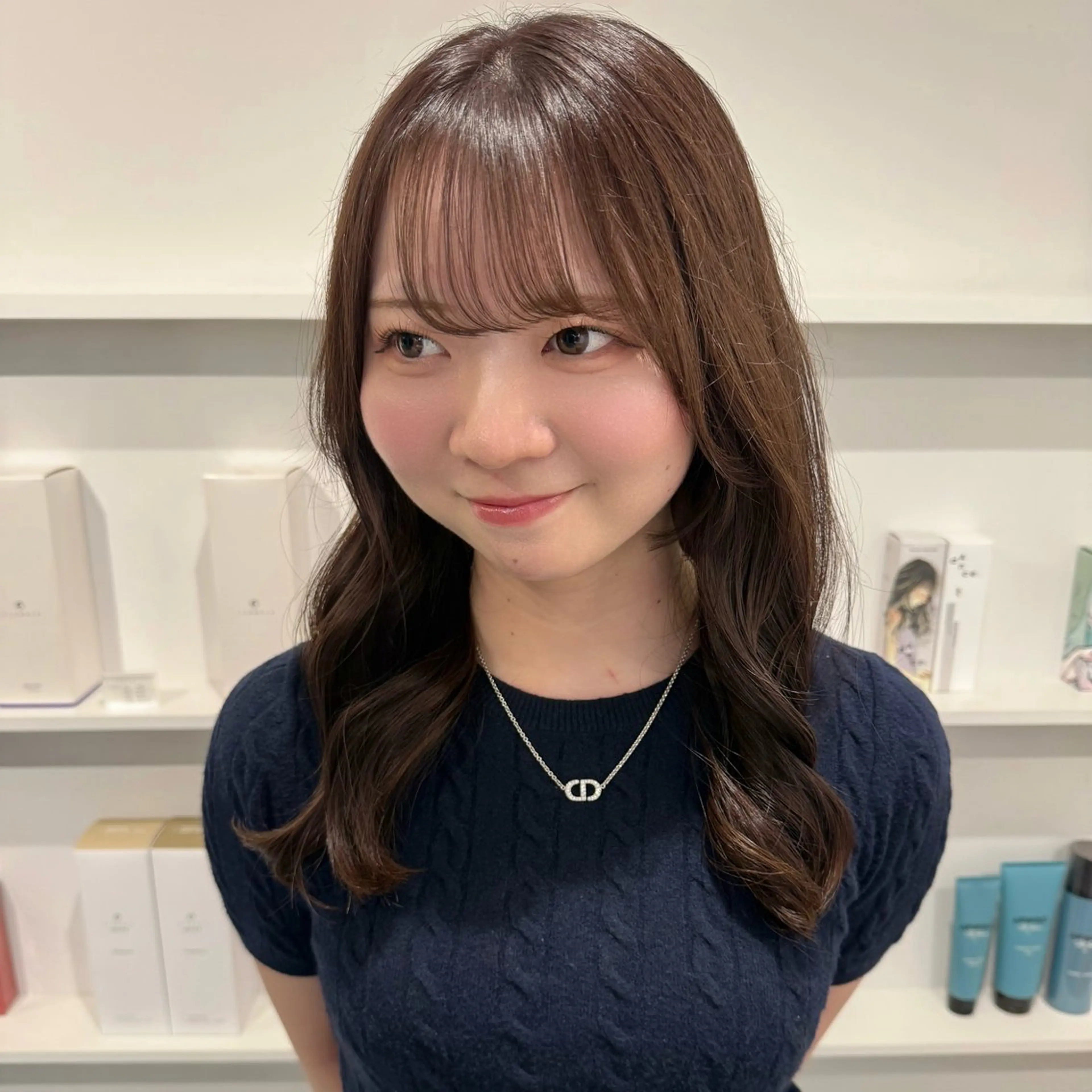 ミディアム カラー ベージュカラー ショコラベージュ ブリーチモデル yumekaのヘアスタイル