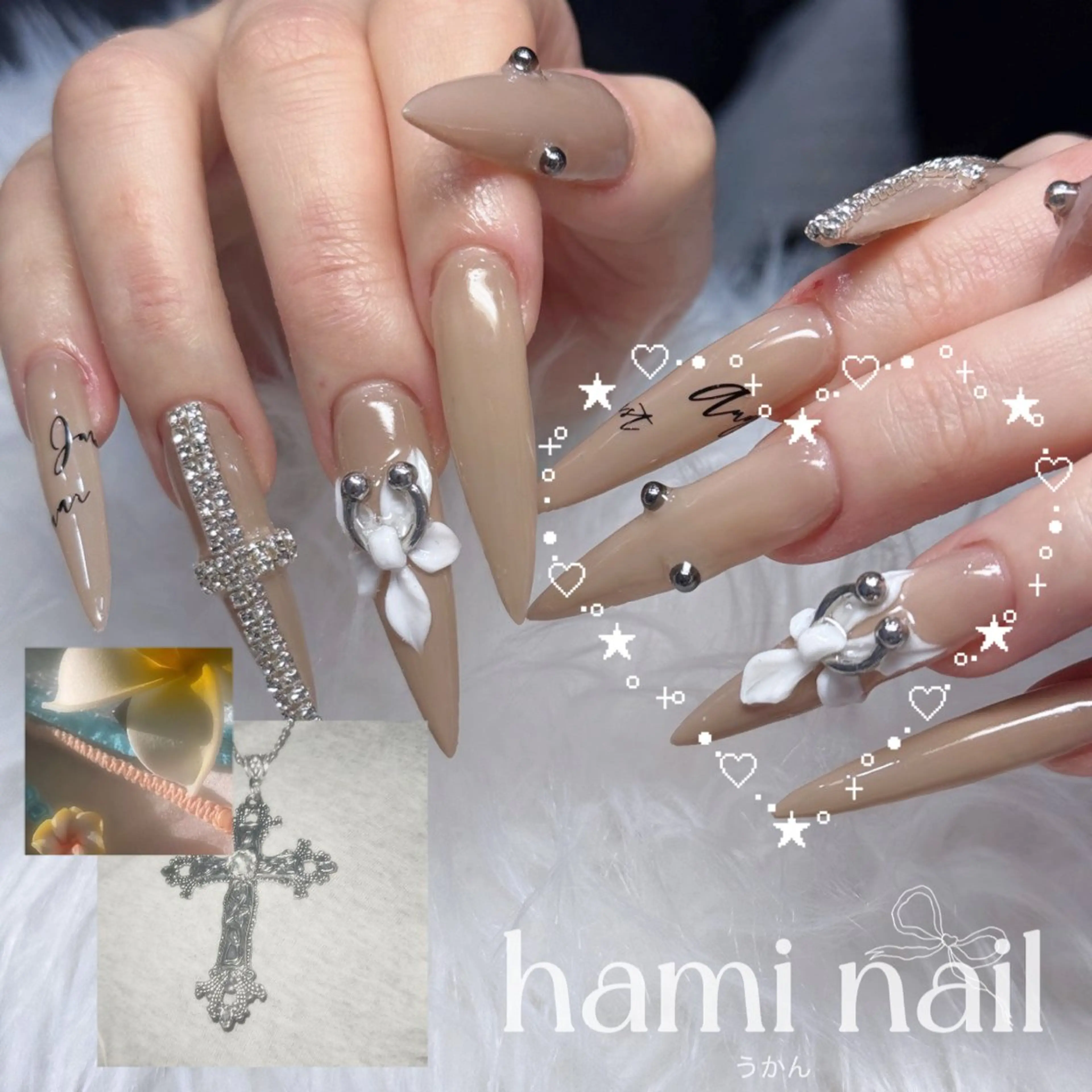 ネイル ハンドネイル 🎀うかん 🎀チップ長さ出しのネイルデザイン