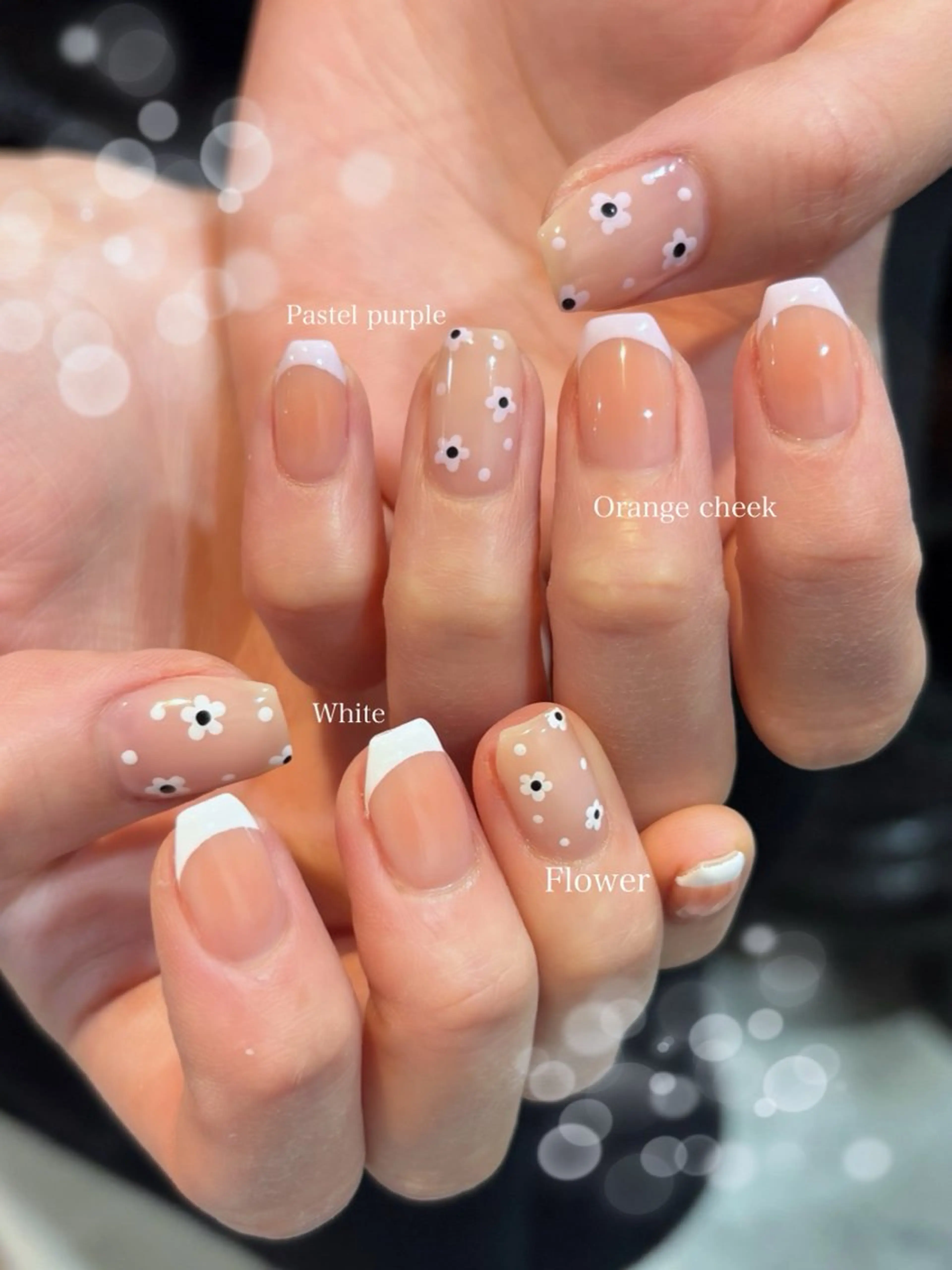 ネイル チークネイル フラワーネイル フレンチネイル mofie🤍ユミ/ 恵比寿/パラジェルのネイルデザイン