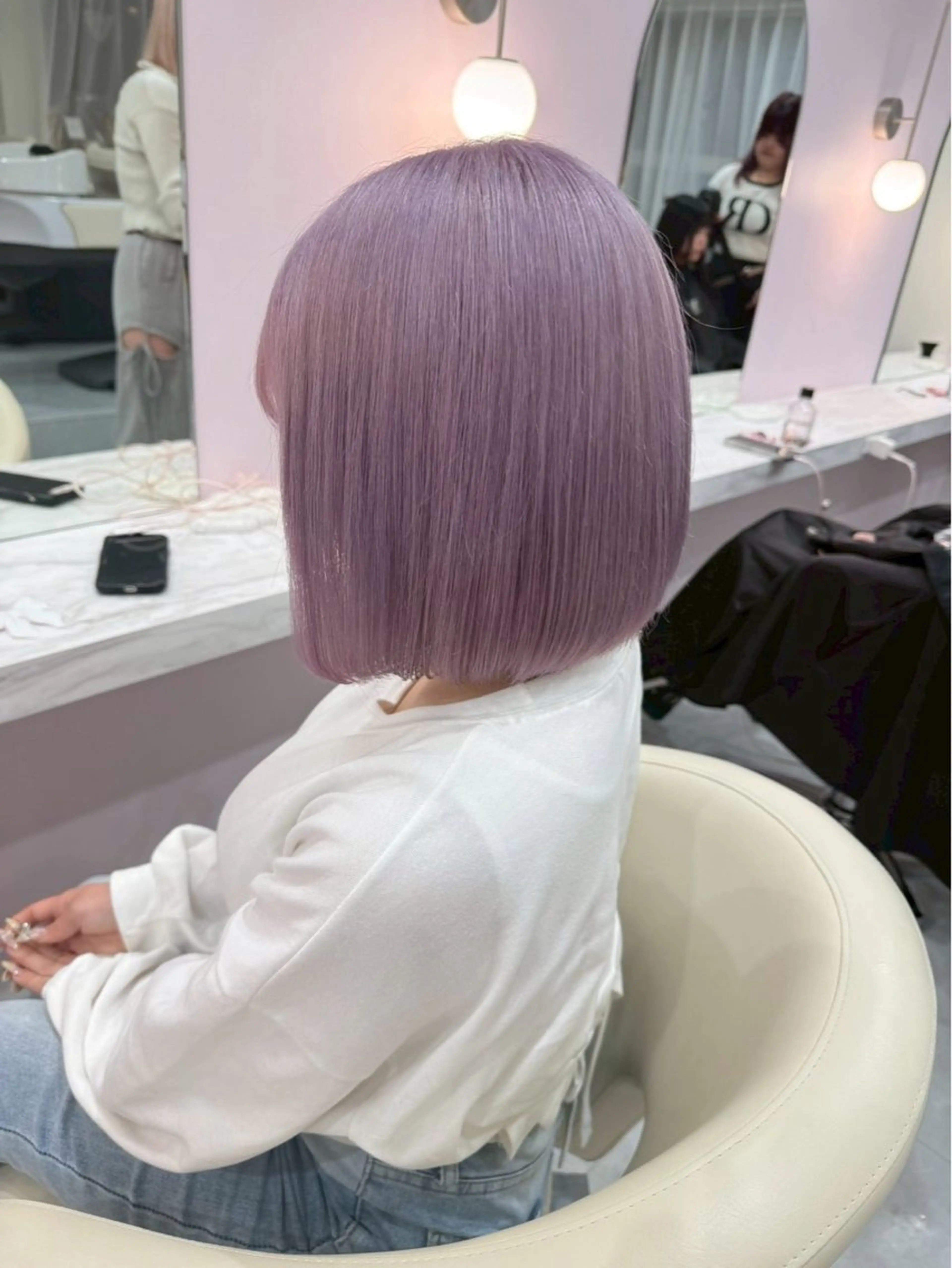 ロング カラー ブリーチ 透明感カラー ハイトーンカラー ラベンダーカラー ラベンダーピンク ヘアカラー ハイトーンカラー💞 くるみ🎀のヘアスタイル