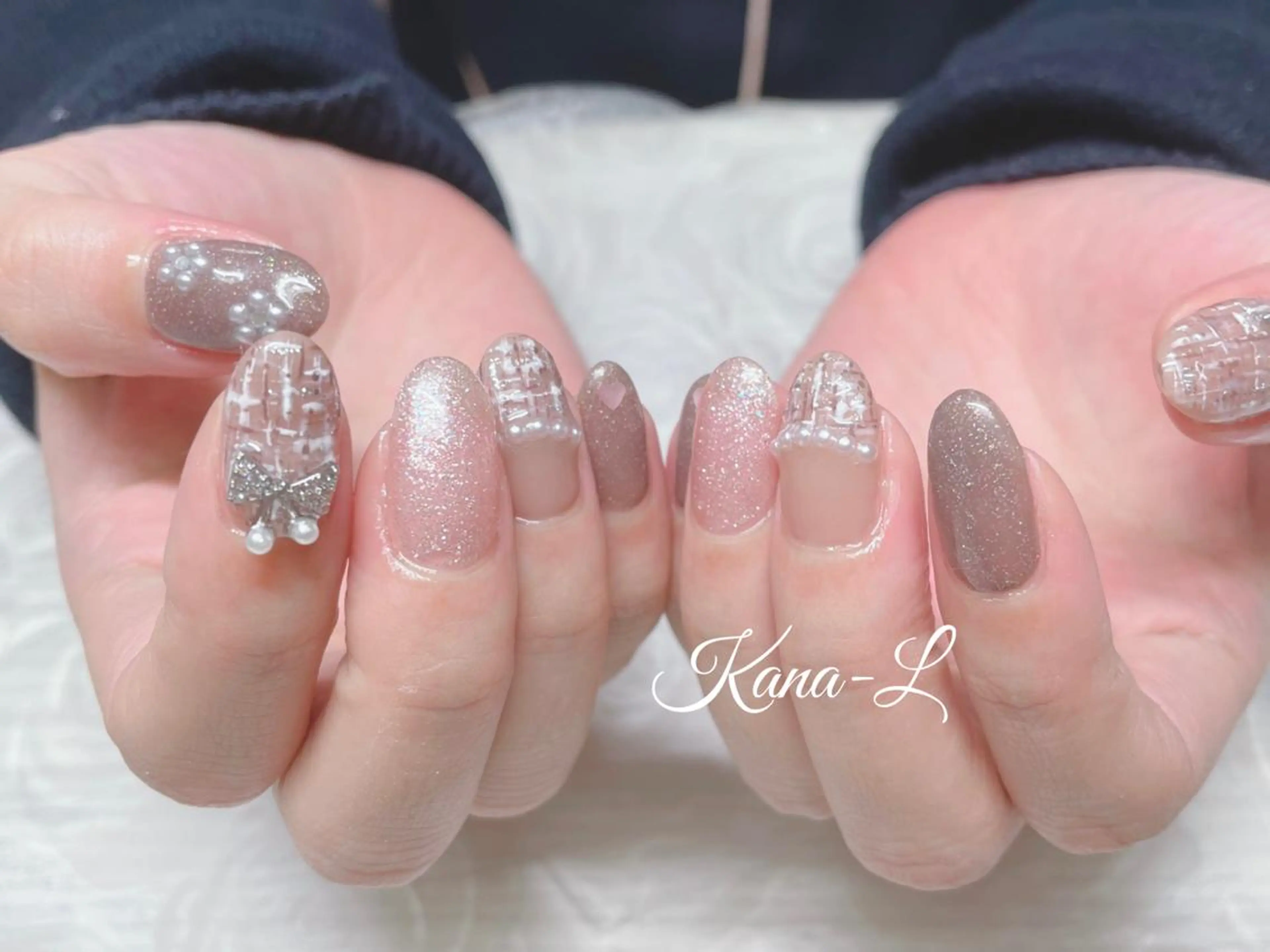 カラー ネイル ジェルネイル パラジェル ツイードネイル 芦辺 香奈のネイルデザイン