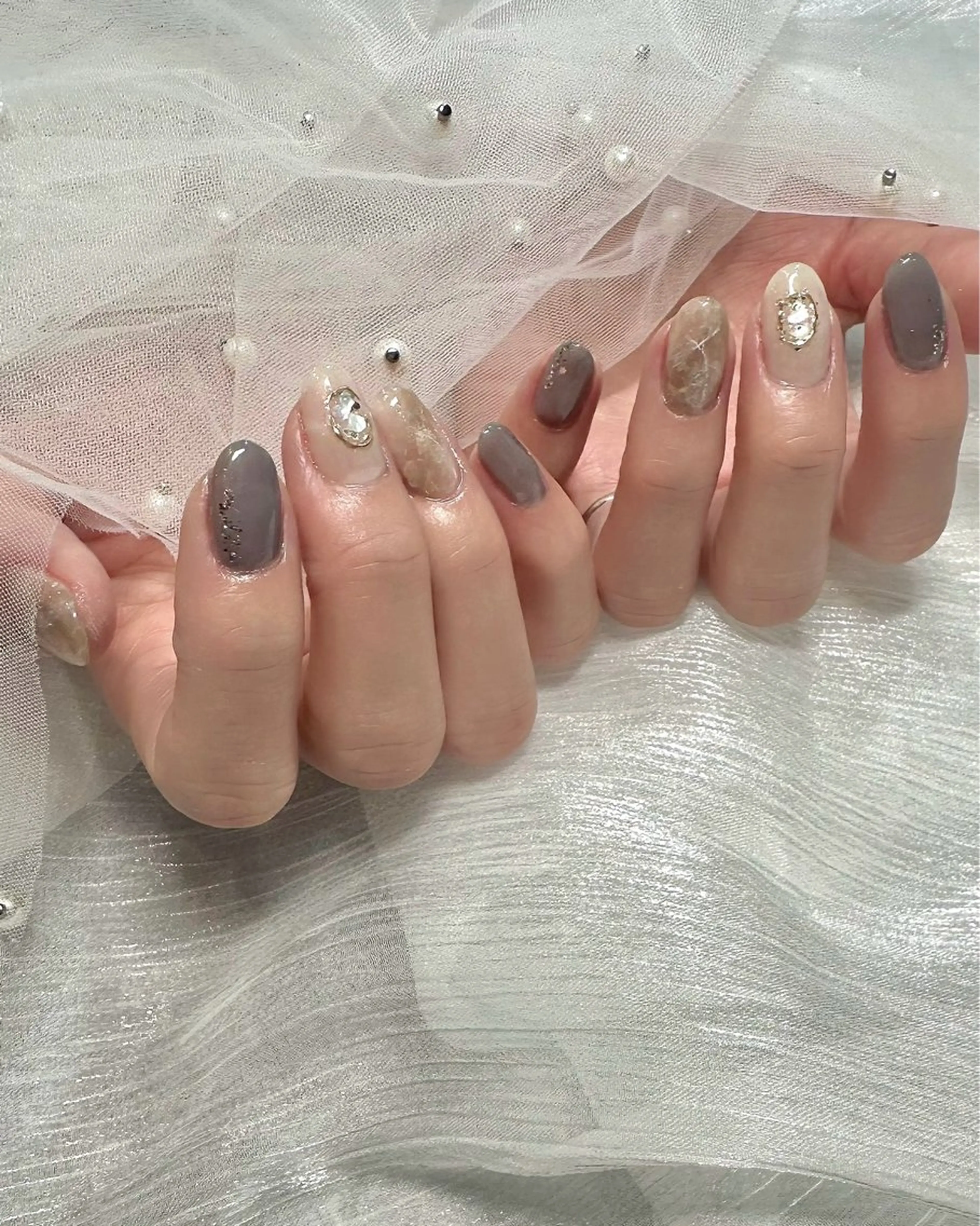 ネイル アートネイル クリアネイル 氷ネイル・うるうるネイル 大理石ネイル(マーブル) ニュアンスネイル ハンドネイル cres nail（スクールW内）所属・Sei ｜ cres nailのネイルデザイン