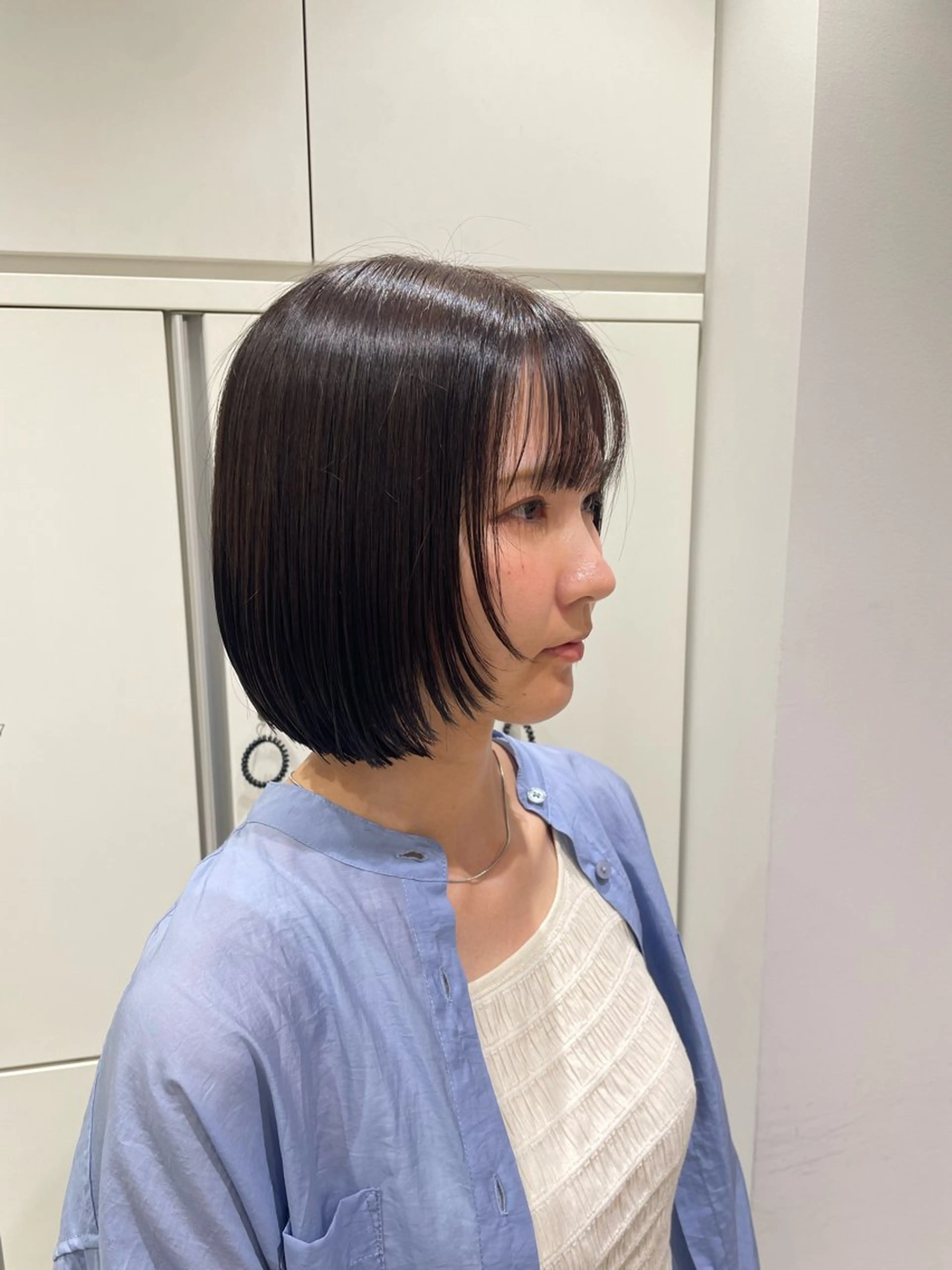 ミディアム カラー ボブ レイヤーカット 似合わせカット カット ヘアカラー トリートメント 吉川沙知 /ナチュラルカラーのヘアスタイル