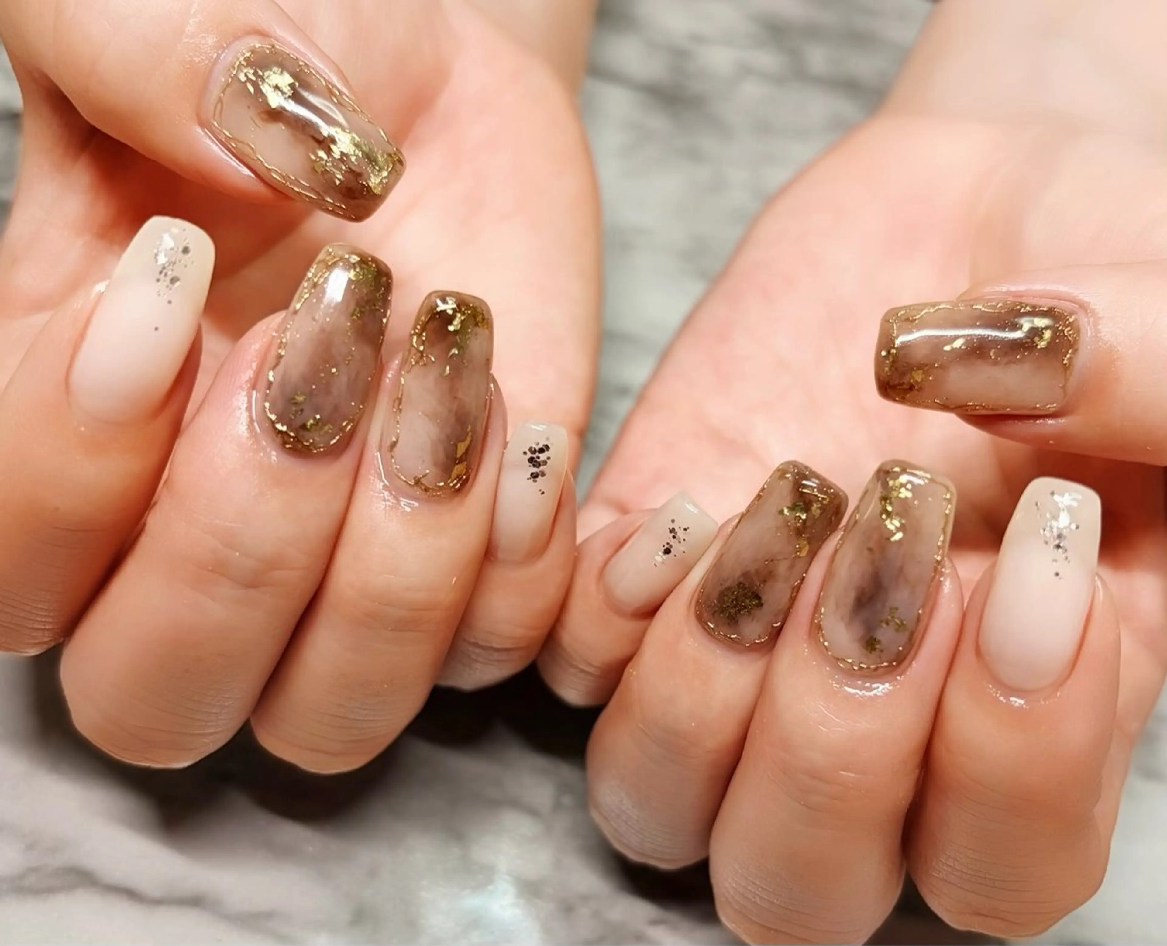 ネイル ブラウン ニュアンスネイル eclat. mayumiのネイルデザイン