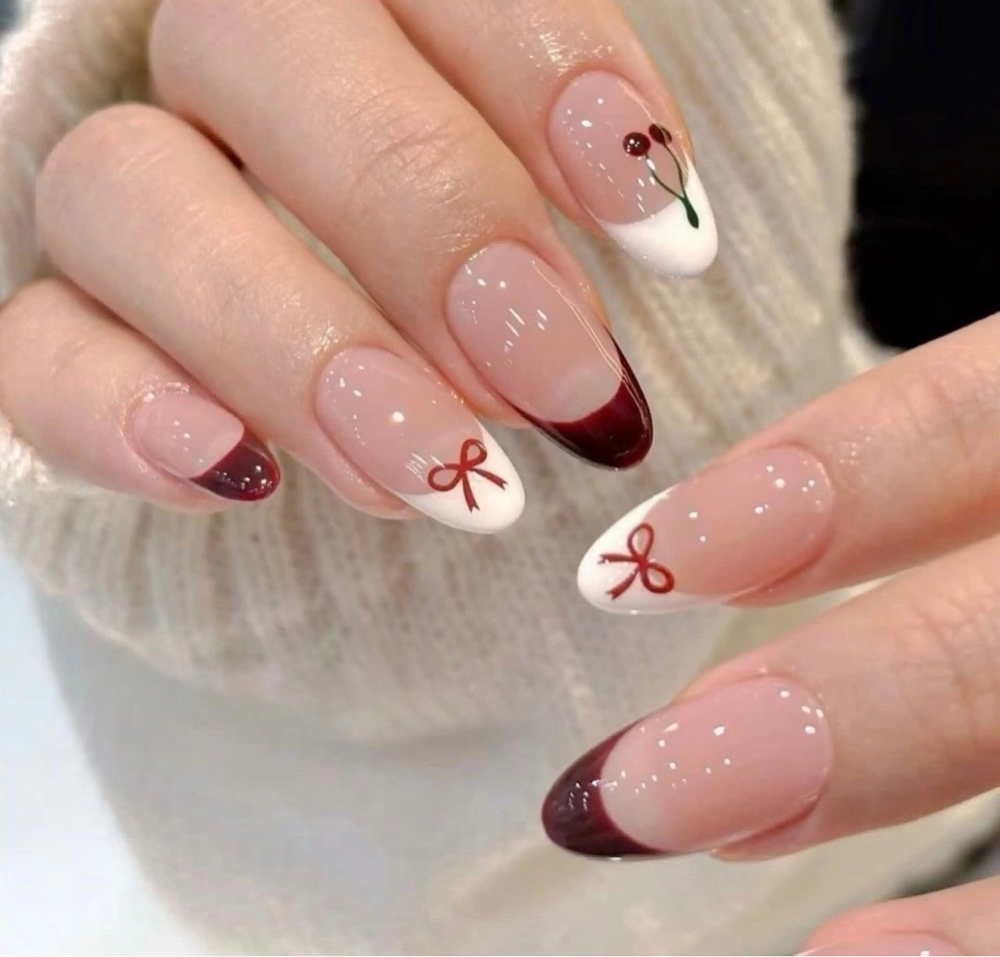 ネイル オーロラネイル ブルー チークネイル 長さ出し フットネイル ハンドネイル AMI 新大久保のネイルデザイン