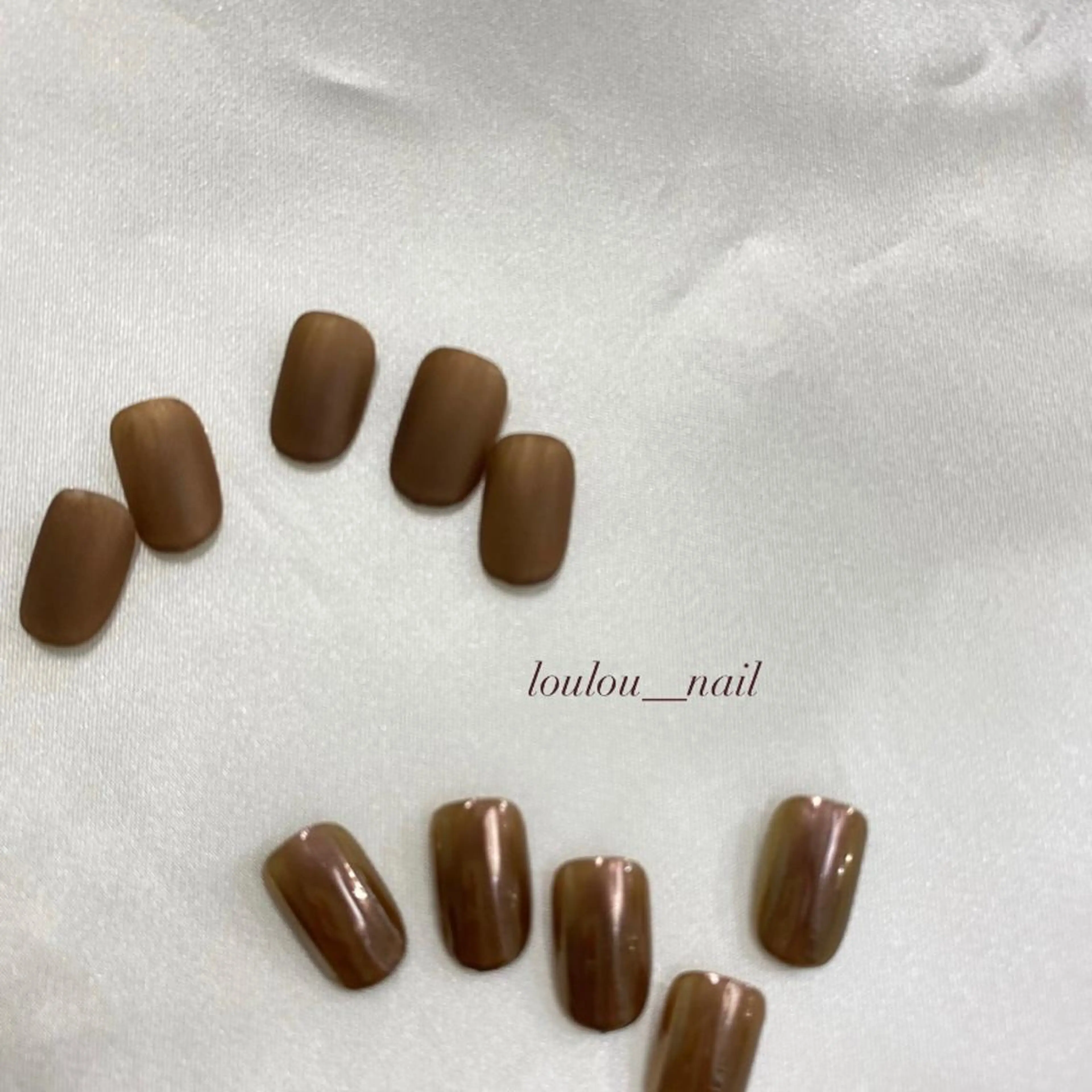 ネイル ブラウン マットネイル ミラーネイル ワンカラーネイル バレンタイン loulou   _nail所属・葛西 知佳のネイルデザイン