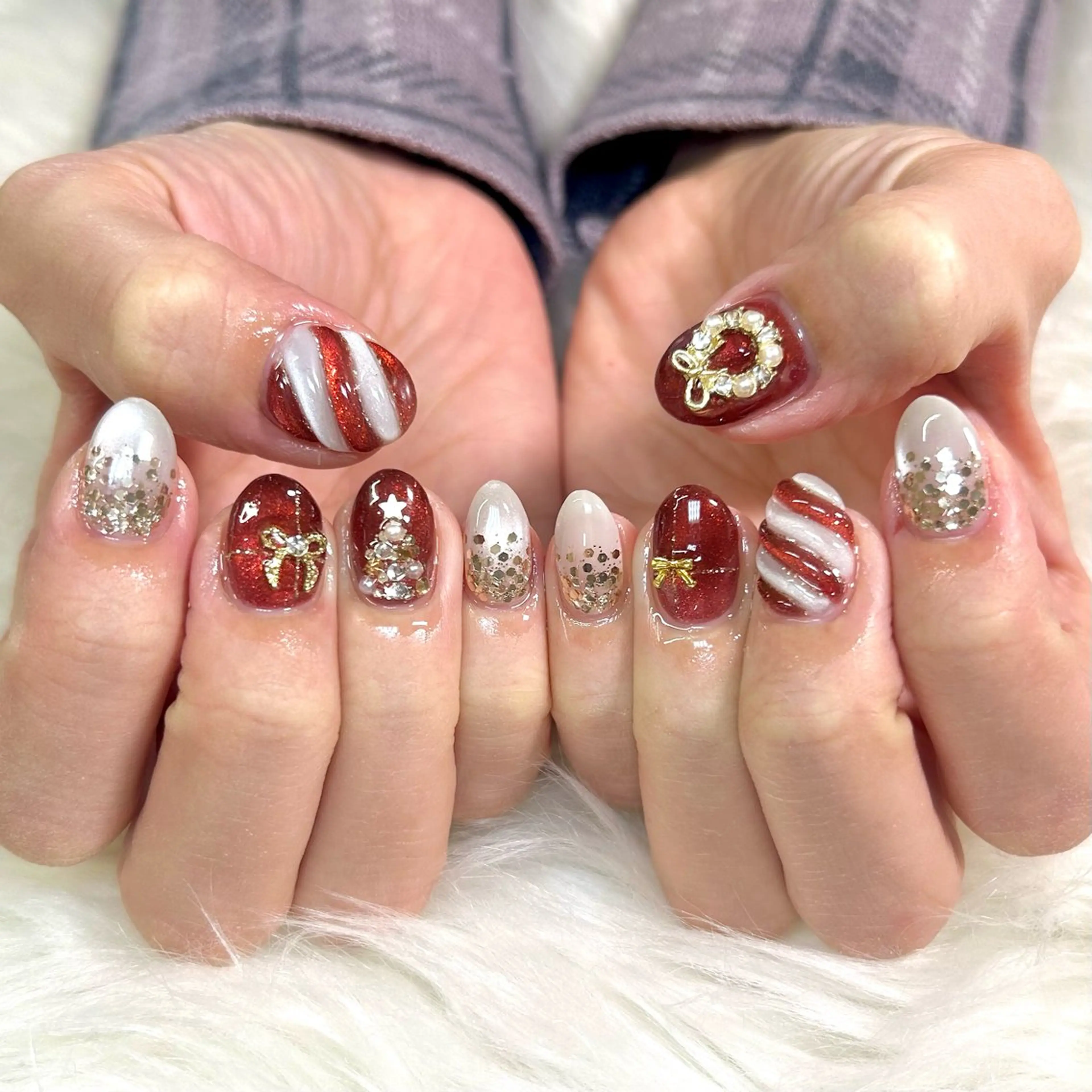 ネイル 冬ネイル クリスマス ハンドネイル yamane de  salonのネイルデザイン