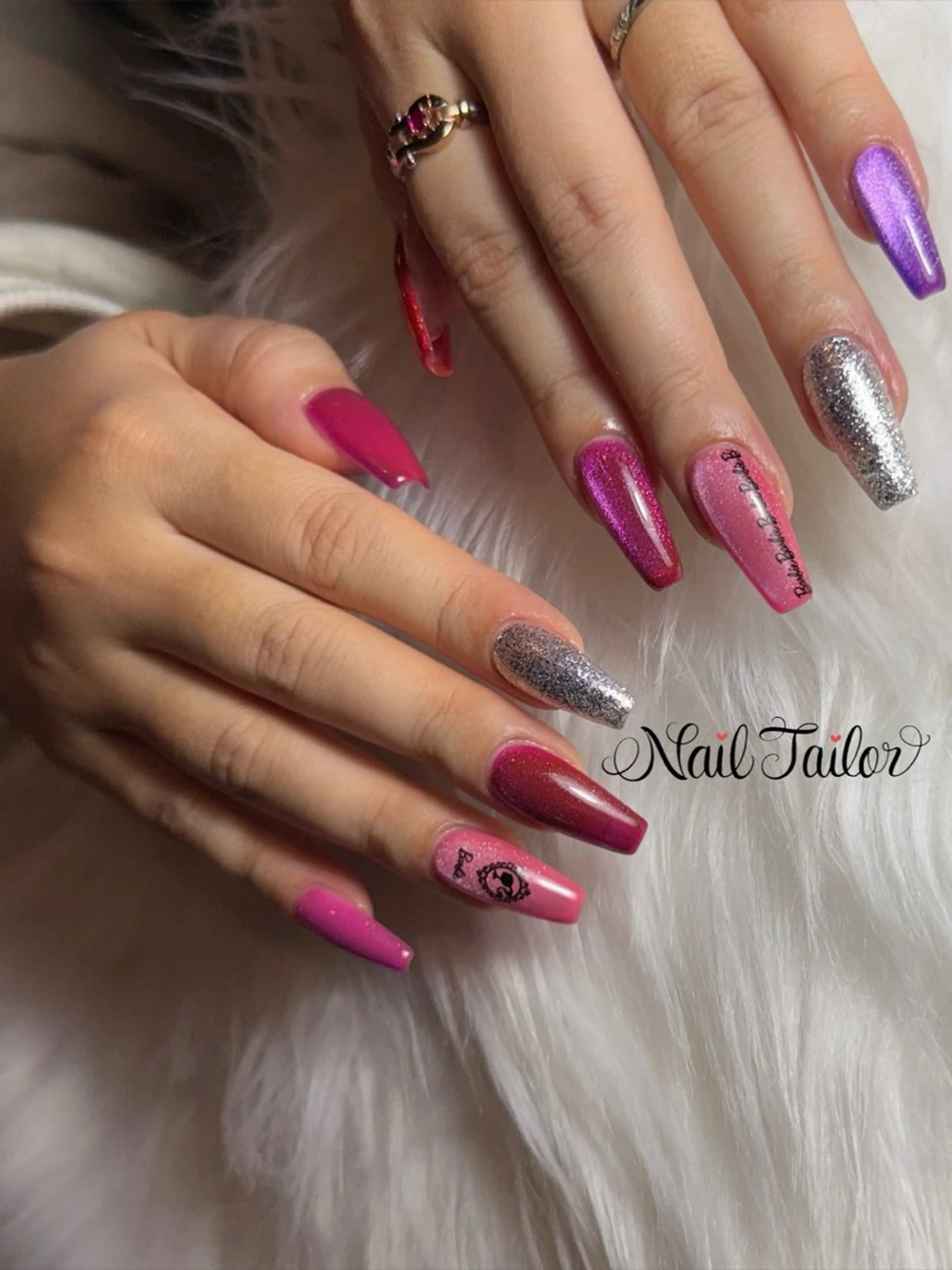 ネイル 長さ出し マグネットネイル ワンカラーネイル ピンク スカルプネイル ハンドネイル NailTailor ネイルテイラーのネイルデザイン