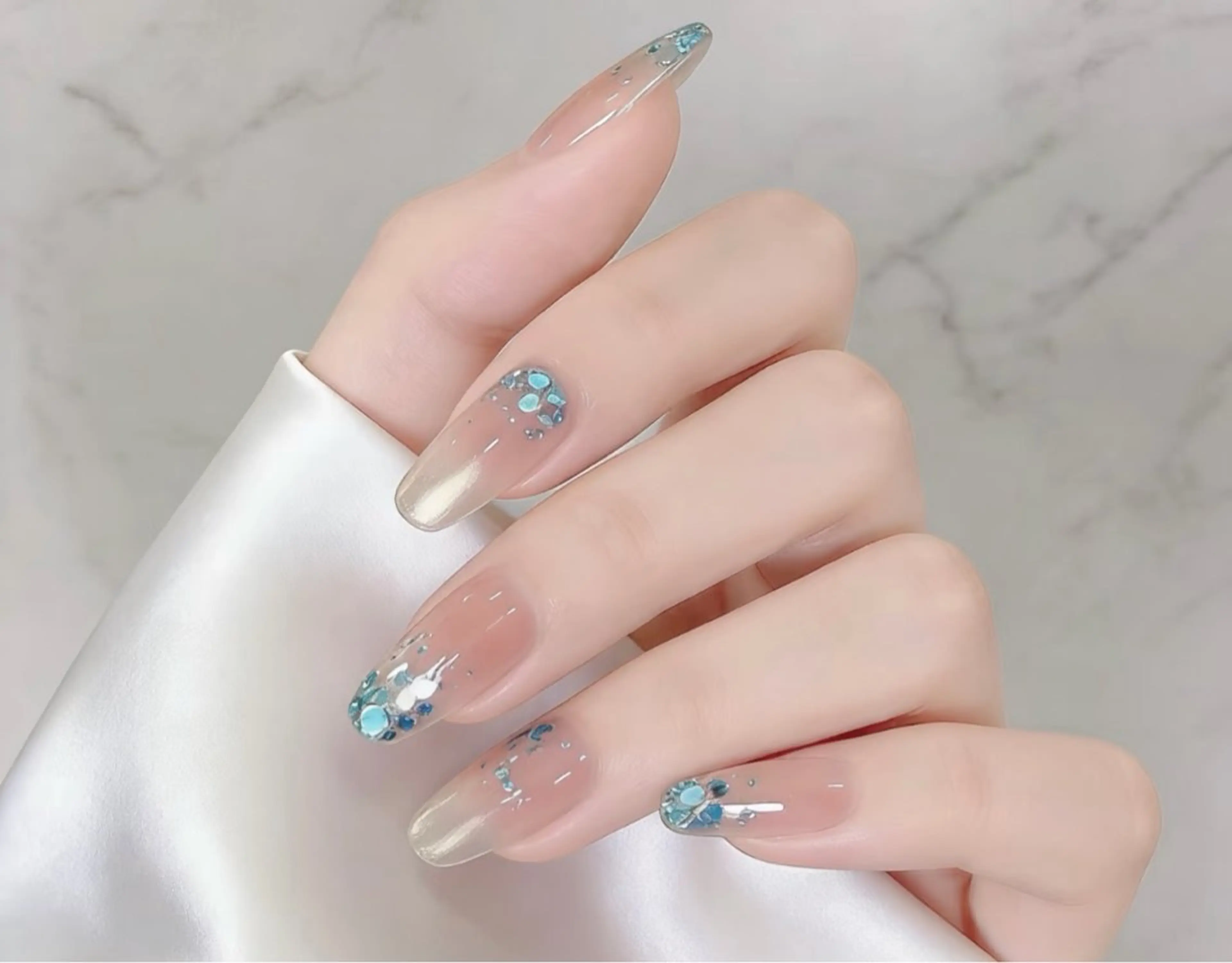 ネイル ブルー ハンドネイル キイ サロンのネイルデザイン