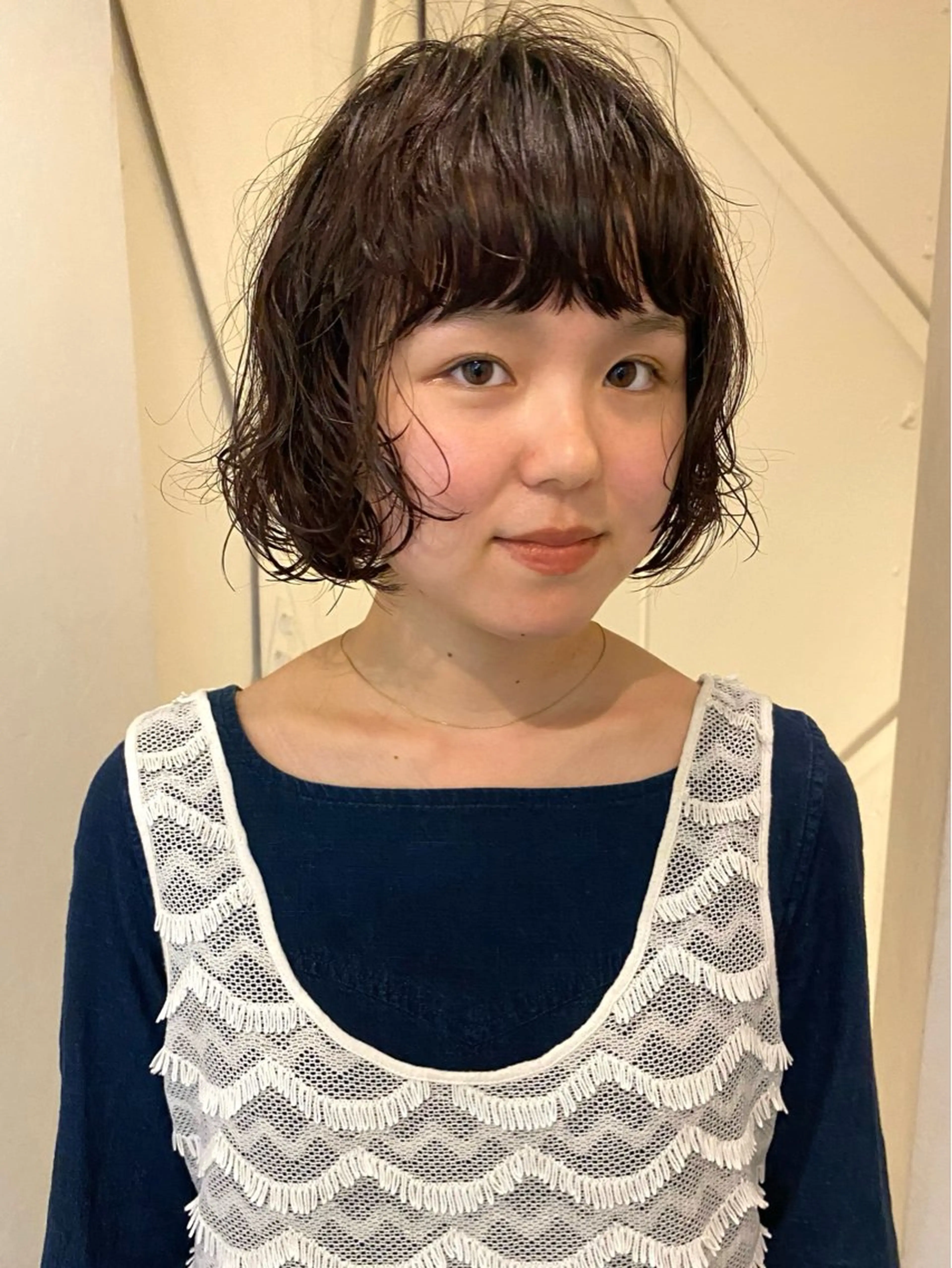 ショート パーマ ボブ ニュアンスパーマ カット パーマ トリートメント 森貴裕/ベージュ/ パーマ/オリーブのヘアスタイル