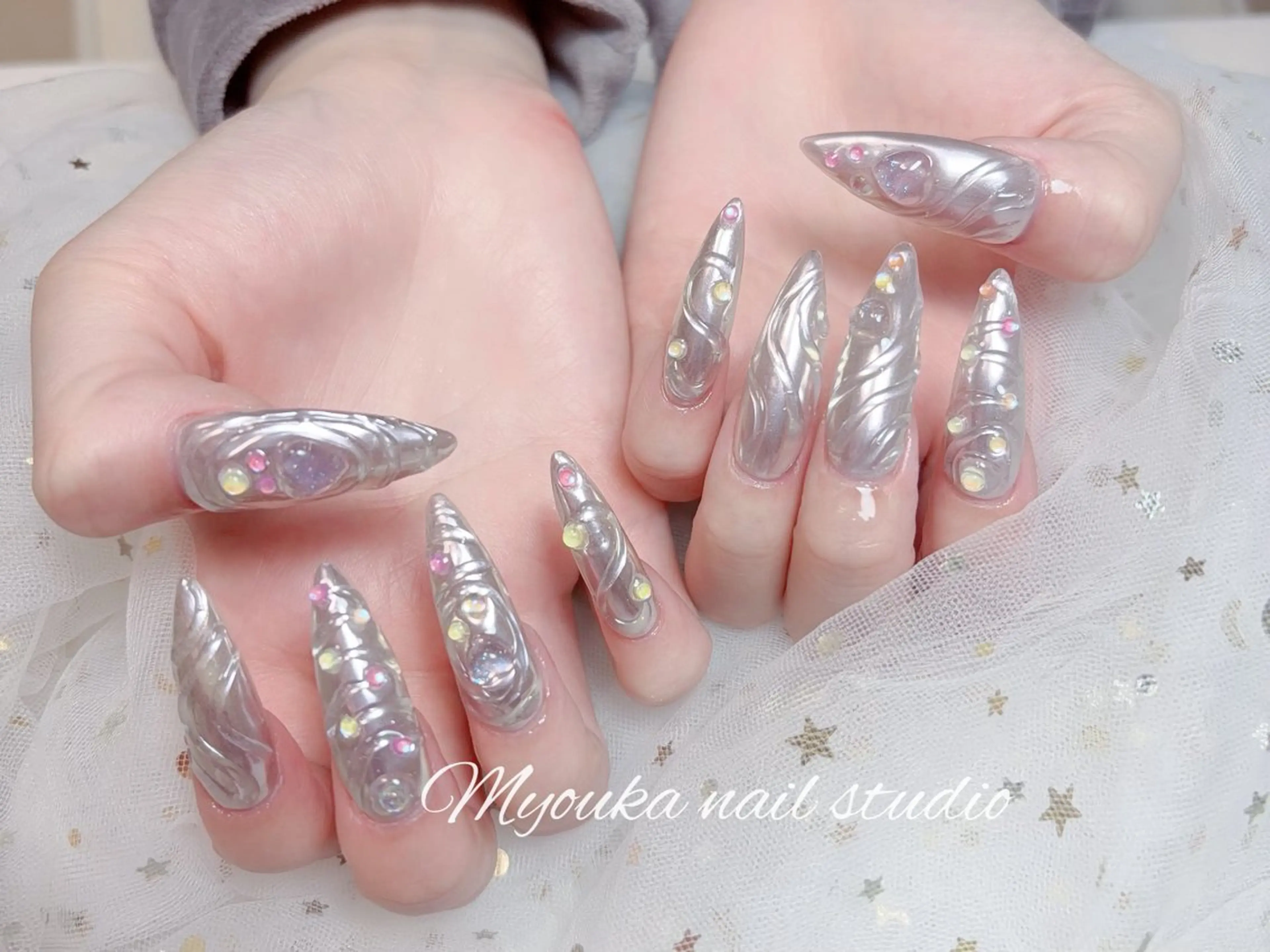 ネイル チークネイル 長さ出し フットネイル ジェルネイル グラデーション ハンドネイル ハンドケア Myouka 板橋区大山駅前店のネイルデザイン