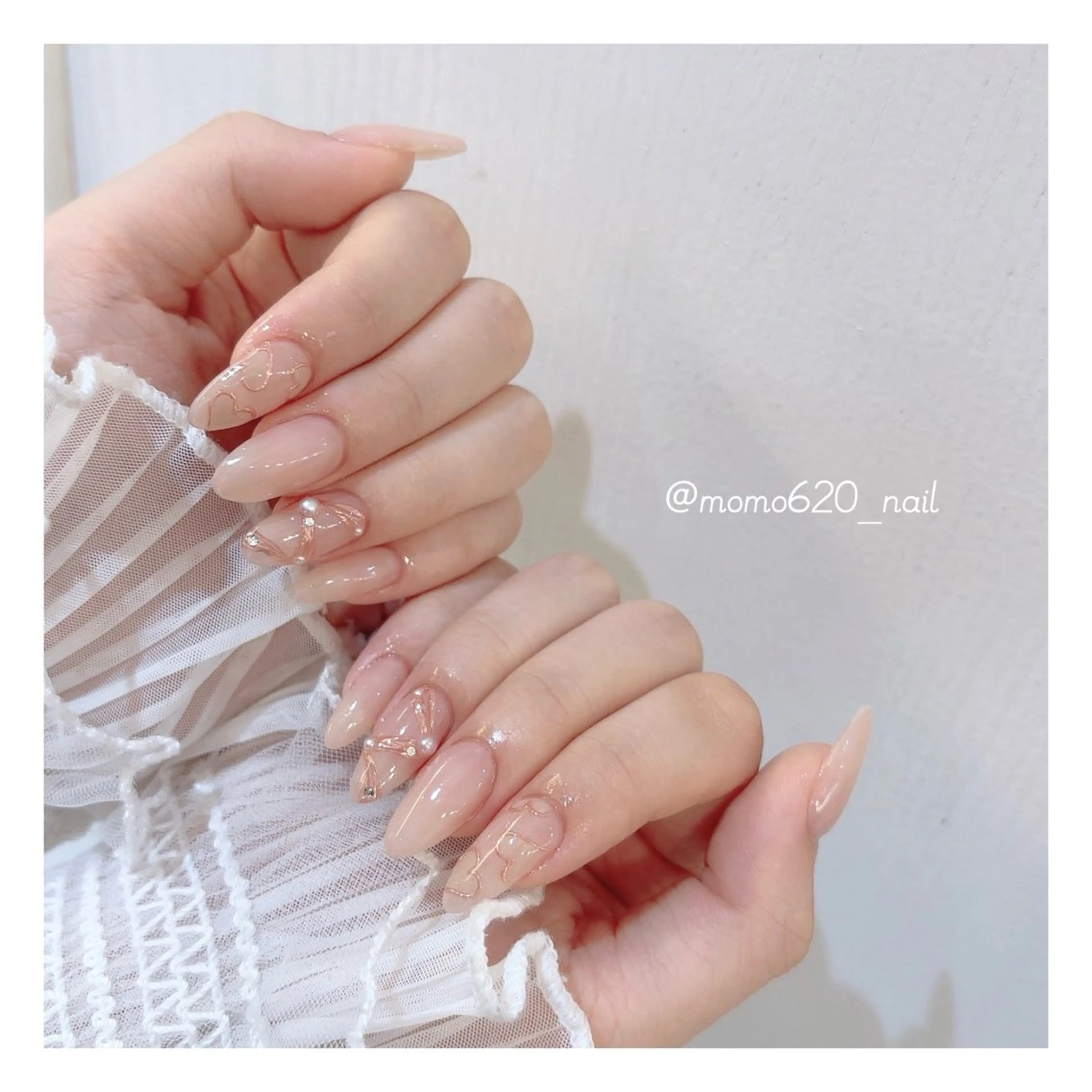 ネイル ハート ハンドネイル momoka🤍 四ツ橋のネイルデザイン