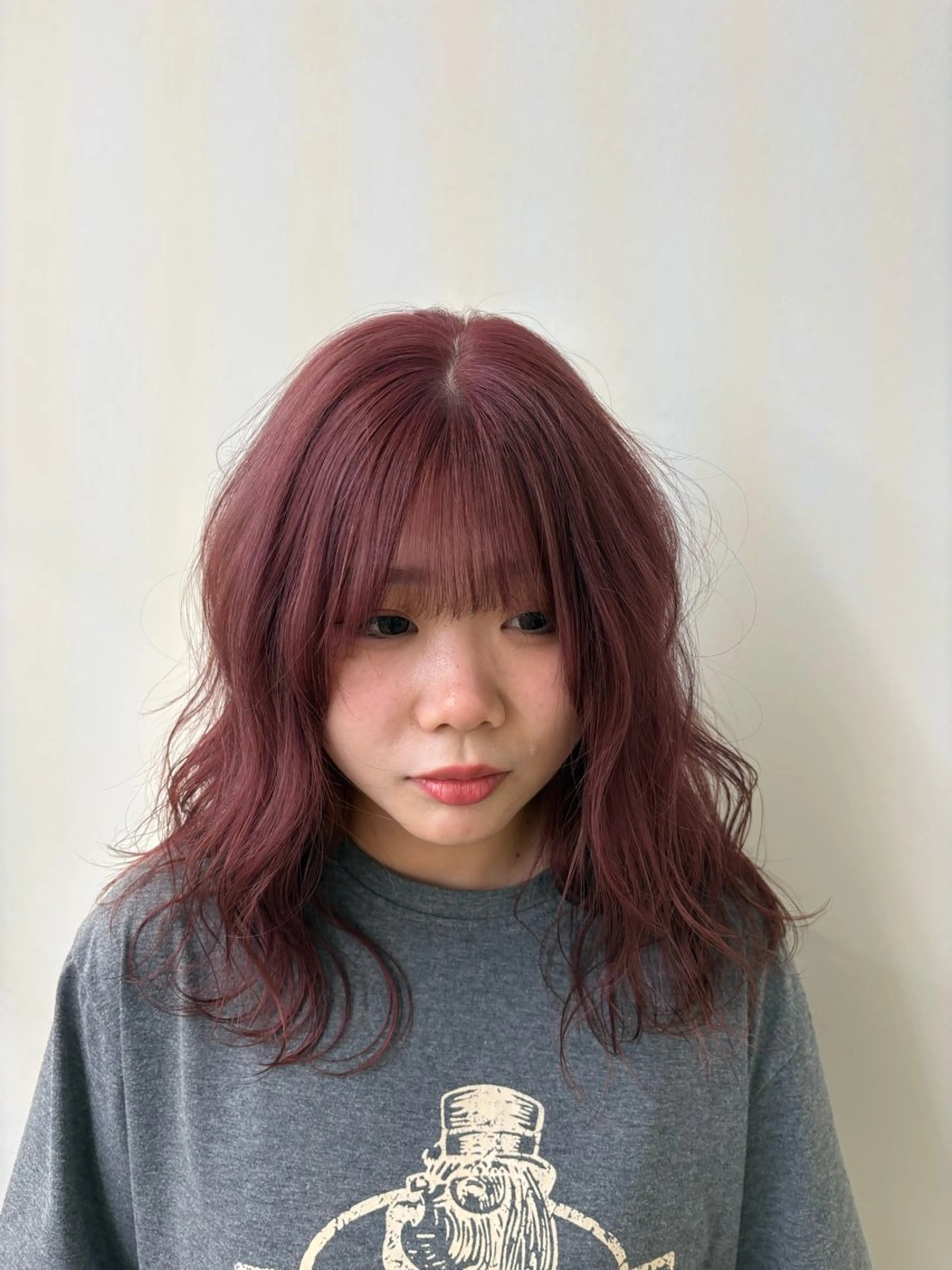 カラー ブリーチ ピンクカラー 上野 桜果のヘアスタイル