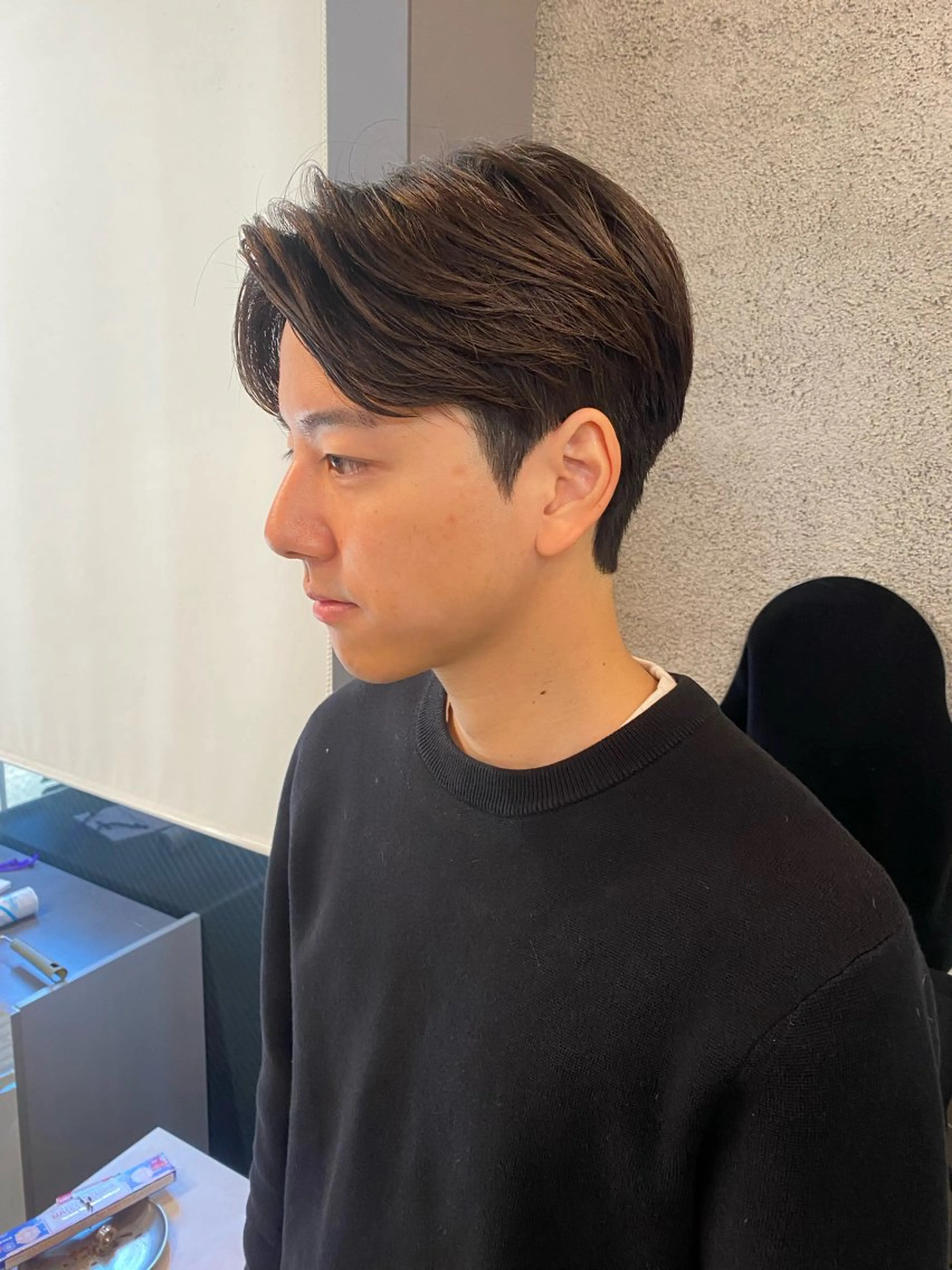 ショート パーマ メンズ センターパート ダウンパーマ メンズ韓国風 メンズパーマ 韓国風ヘア カット パーマ パーマ/ケアブリーチ /博多/YOSUKEのヘアスタイル