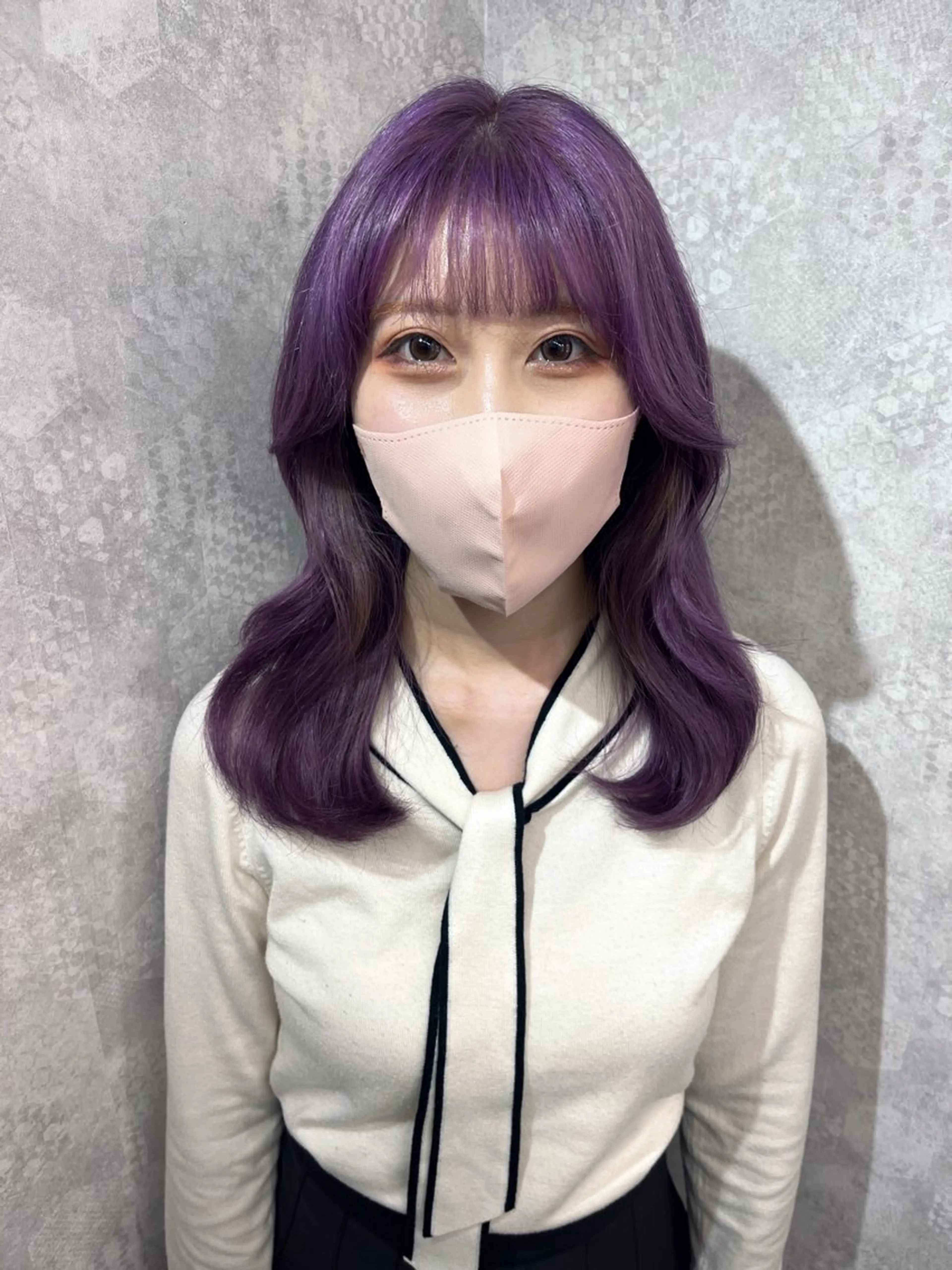 ミディアム カラー ヘアカラー トリートメント 韓国レイヤーカット/ 儚げカラーチナツのヘアスタイル