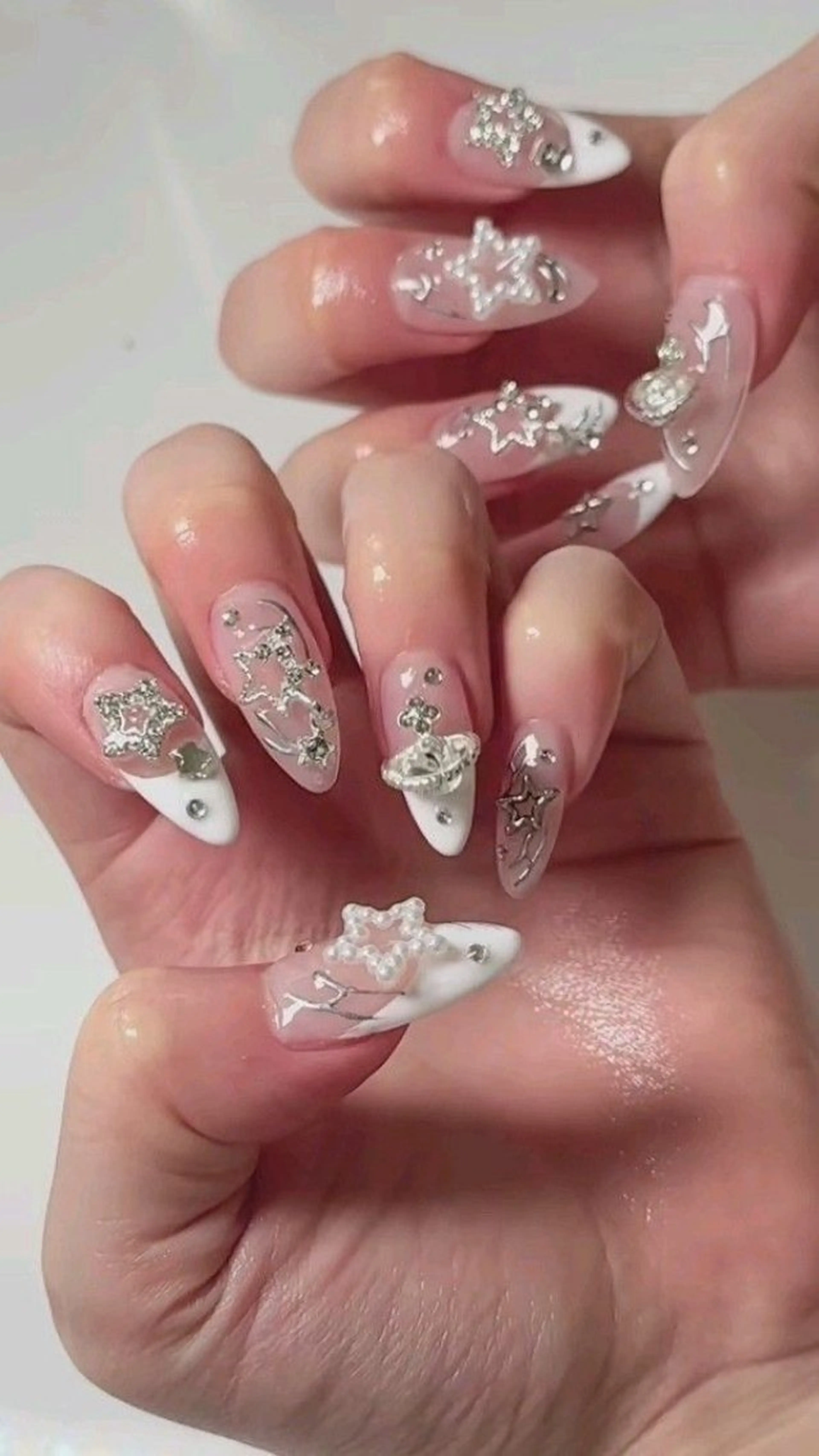ネイル 長さ出し マグネットネイル ミラーネイル ピンク ネイルチップ Lee Nailsのネイルデザイン
