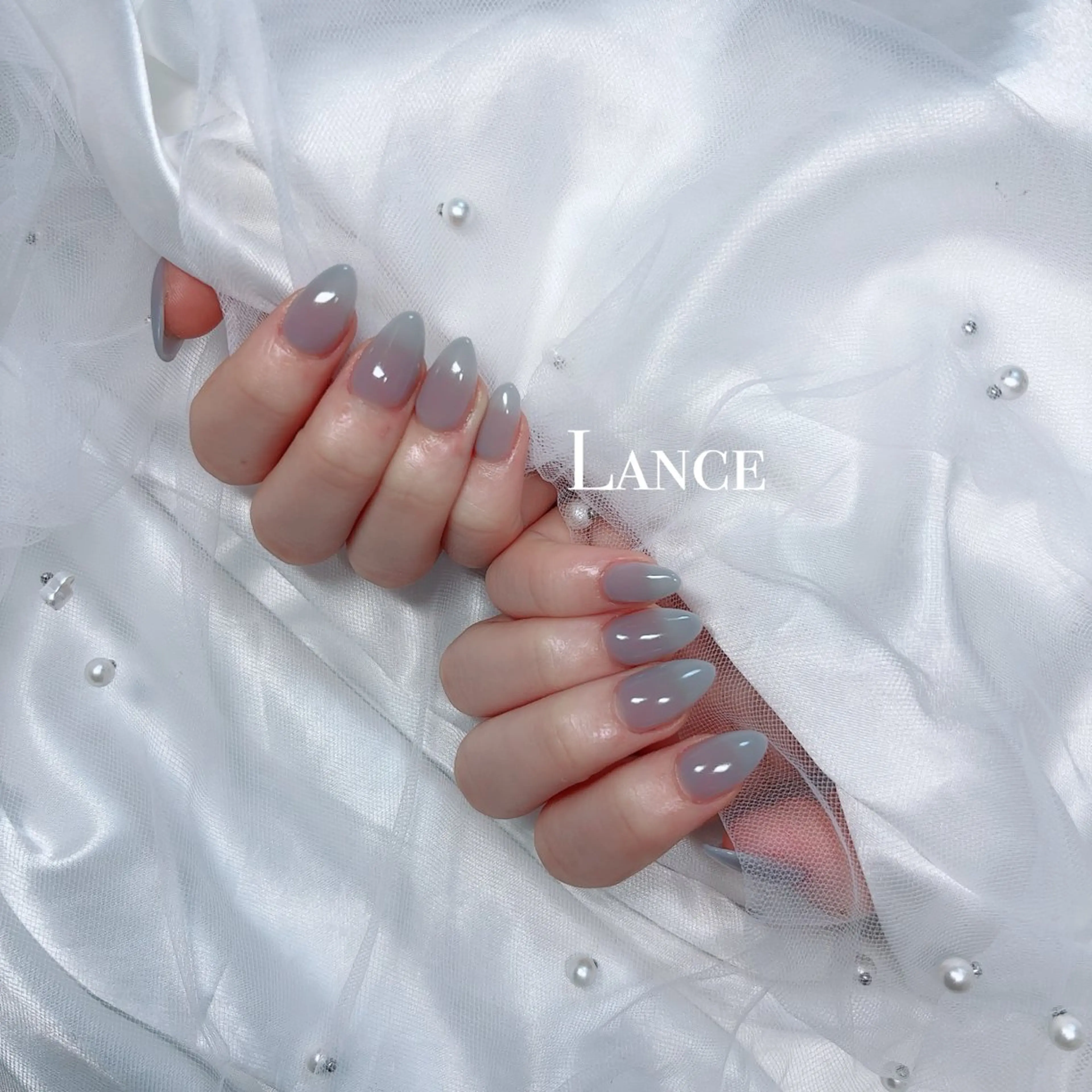 ネイル オーロラネイル キラキラネイル 韓国ネイル 春ネイル ワンホンネイル ハンドネイル Lance nailのネイルデザイン