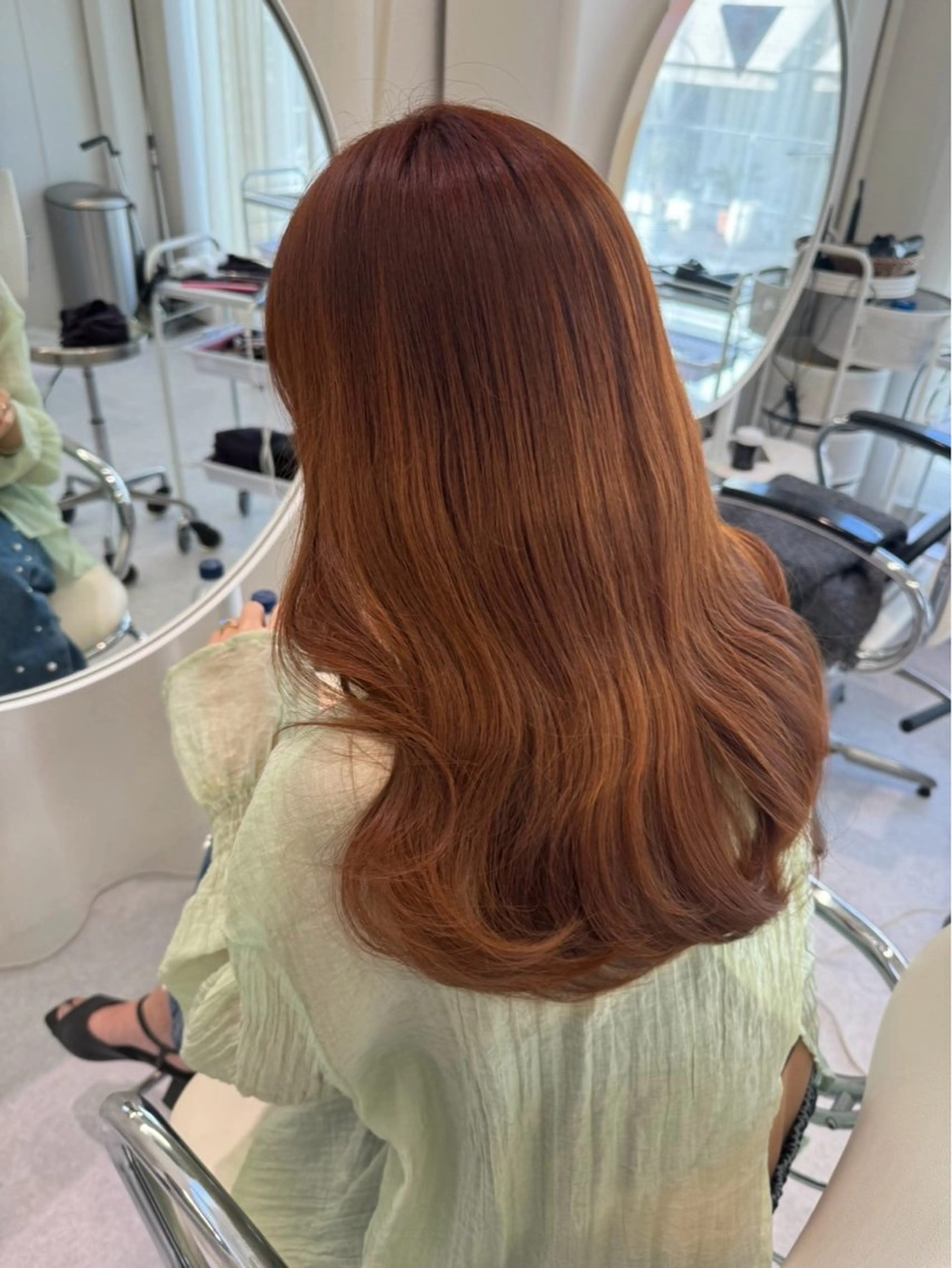 ロング カラー ブリーチ ブラウンカラー ダブルカラー ブリーチなしカラー オレンジ カット ヘアカラー トリートメント レイヤーカット🎀 kanaのヘアスタイル