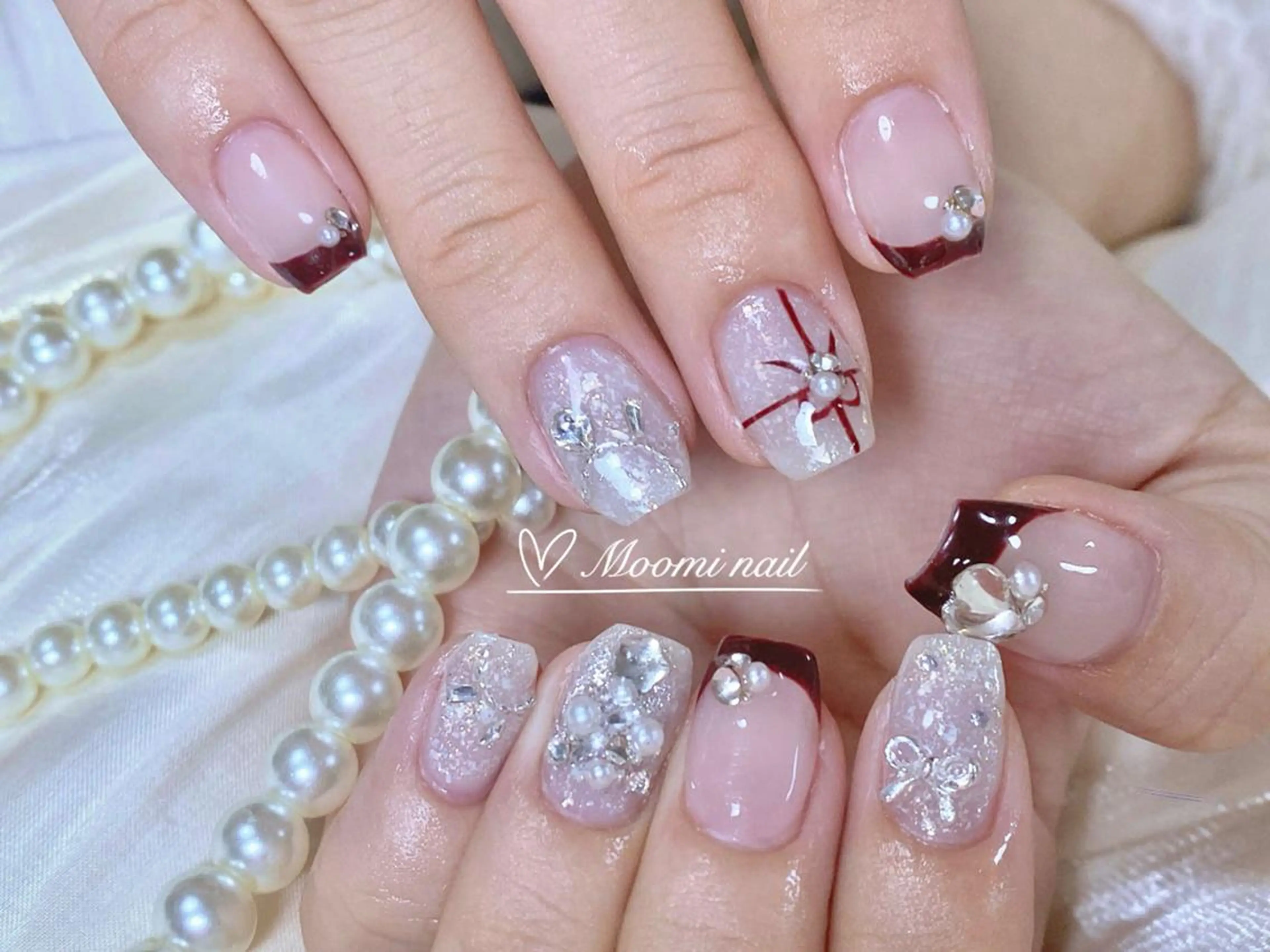 ネイル 成人式 長さ出し フットネイル フレンチネイル ジェルネイル moomi nail スカルプ専門のネイルデザイン