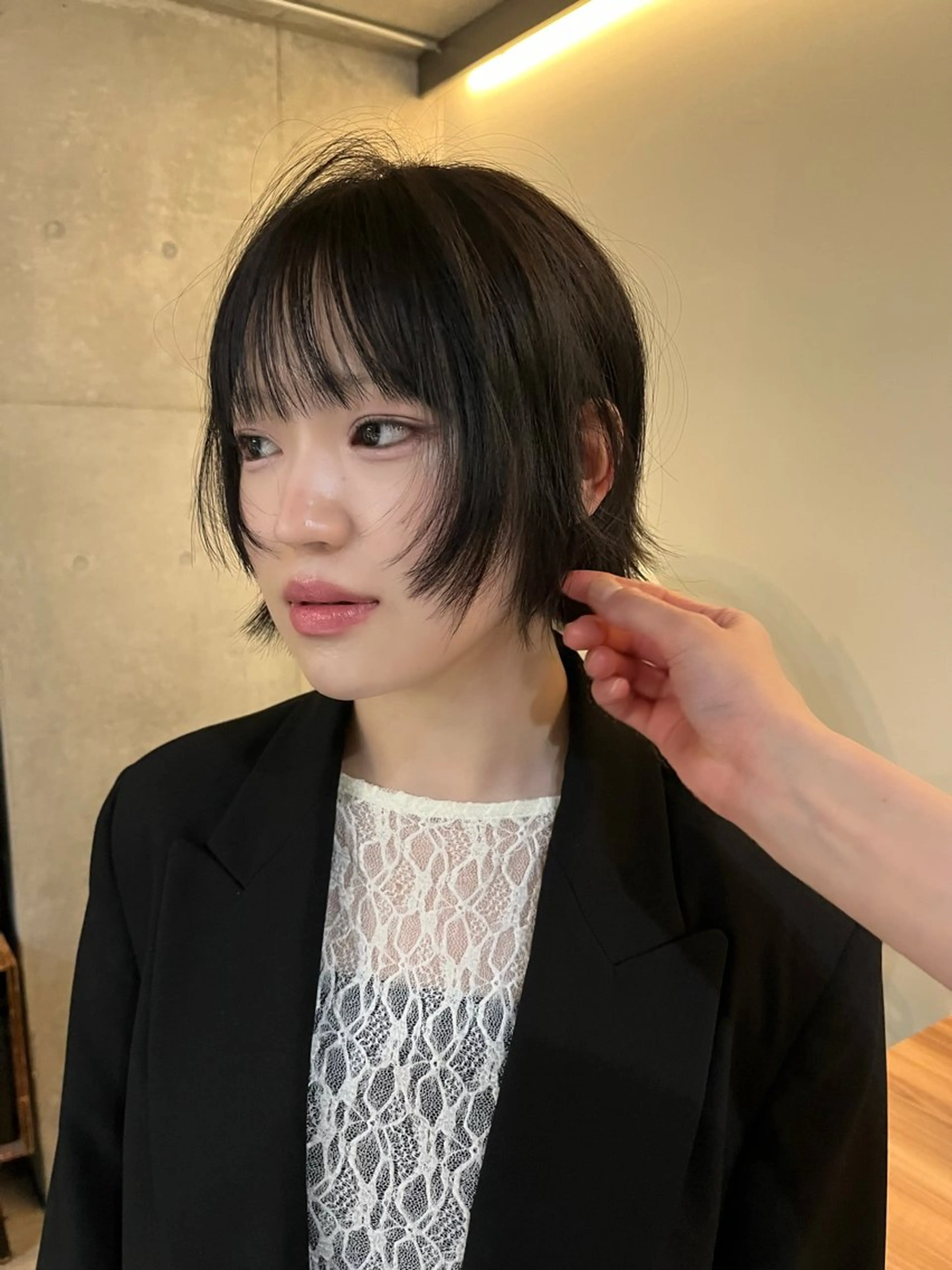 ショート ボブレイヤー ボブ 顔周りカット レイヤーカット 韓国ボブ/ハッシュ カットKIRAのヘアスタイル