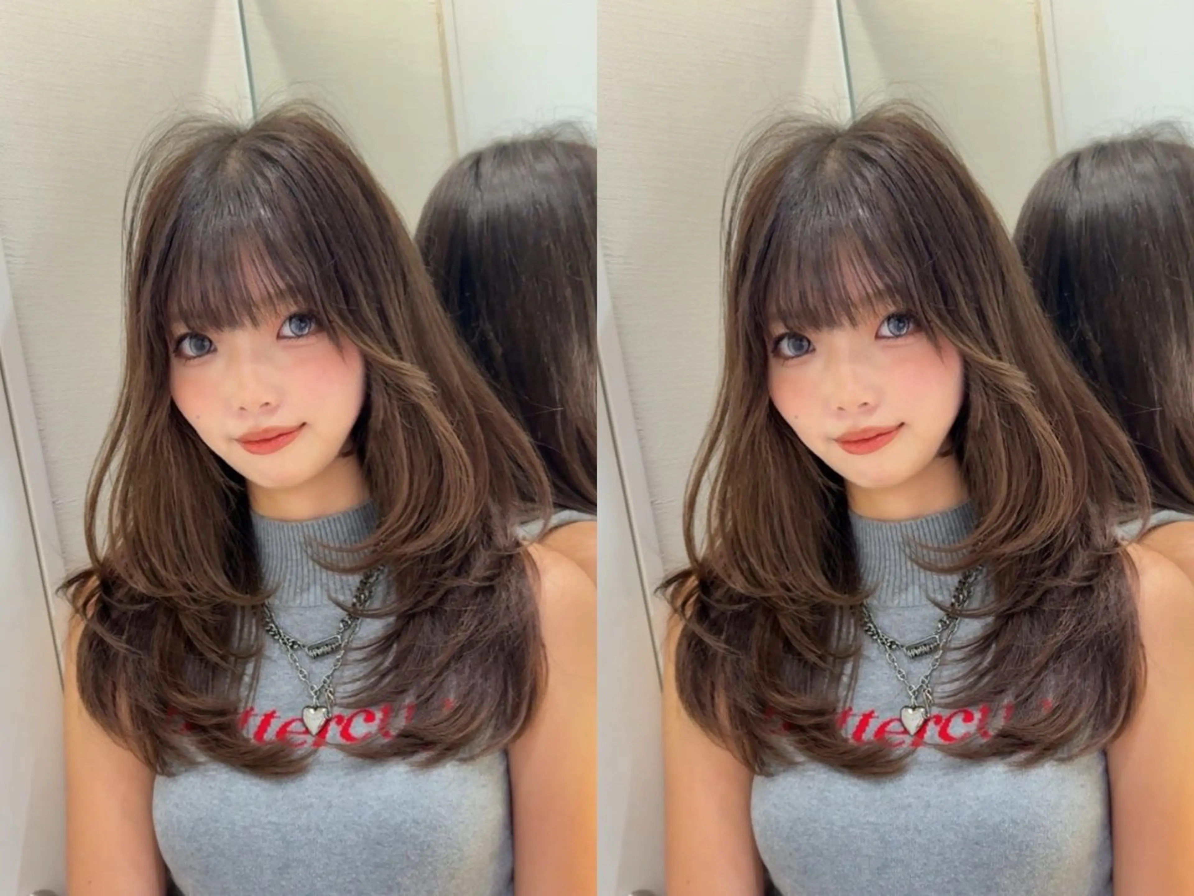ミディアム カラー カット ヘアカラー トリートメント ヘアセット レイヤーダブルカラー KYONのヘアスタイル