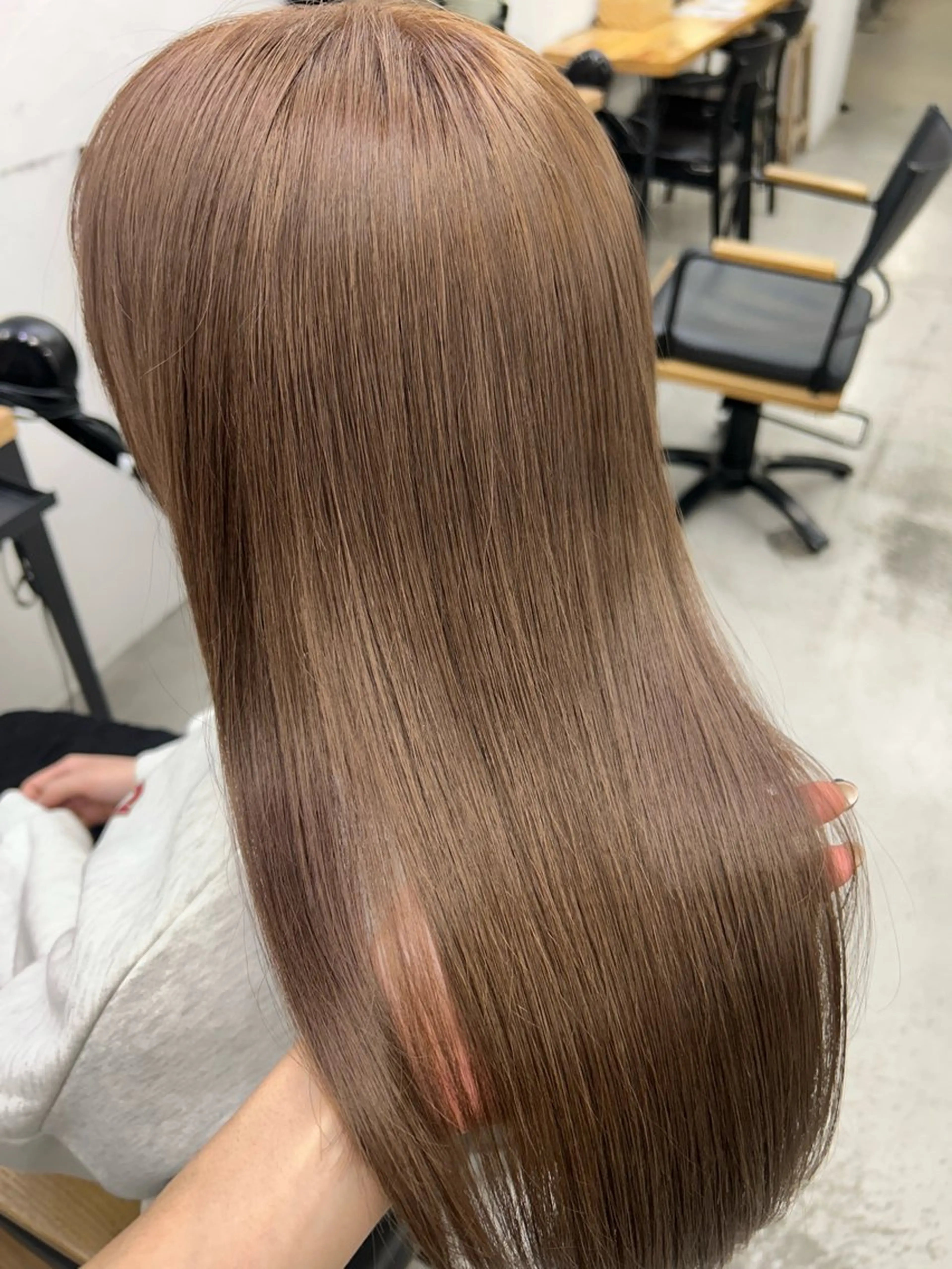 ミディアム カラー ヘアアレンジ ベージュカラー ピンクカラー ピンクベージュ カット ヘアカラー トリートメント 🧸艶々韓国ヘア 🧁mizunaのヘアスタイル