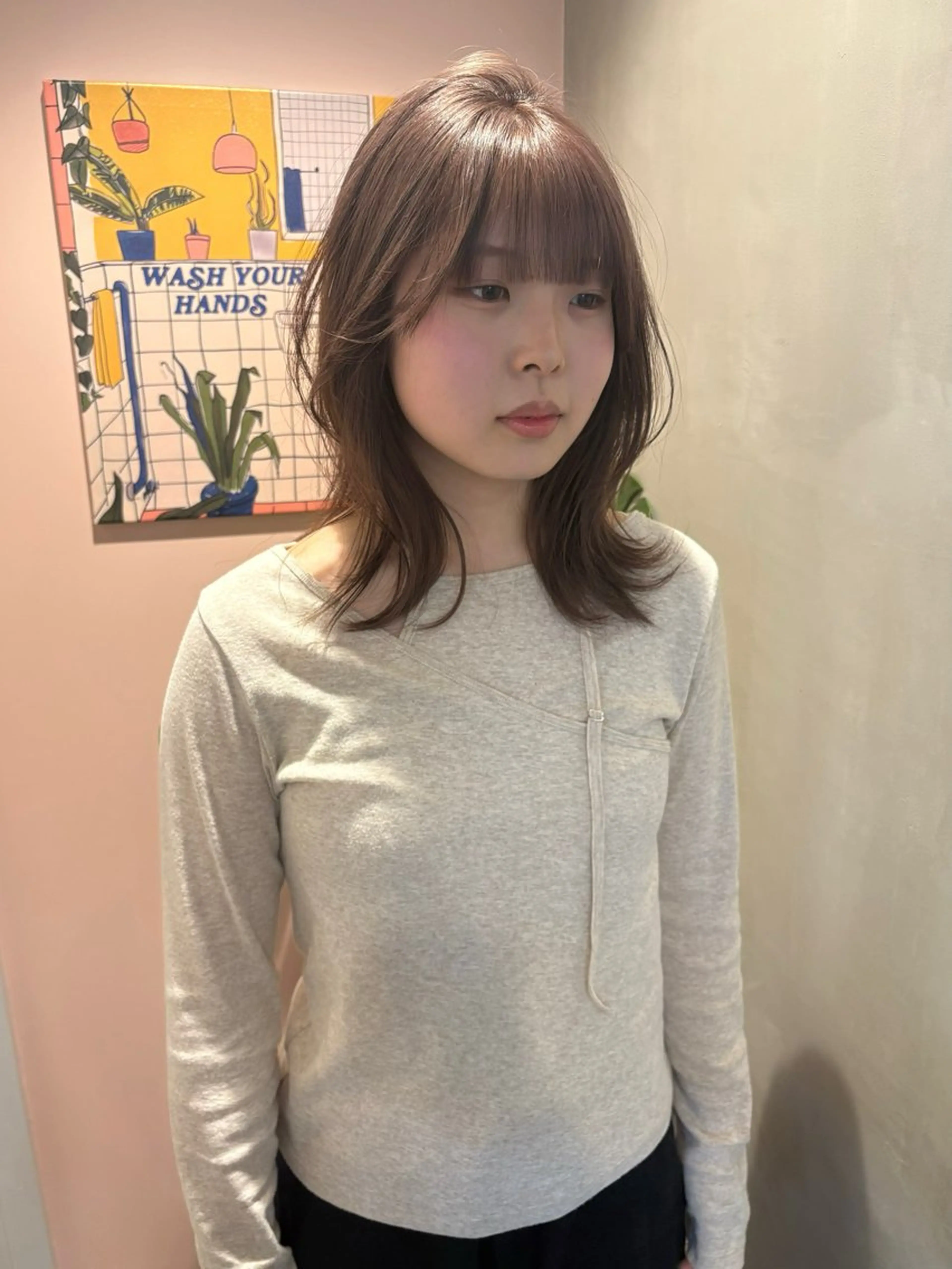 ミディアム カラー ベージュカラー ヘーゼル レイヤーカット カット ヘアカラー 🫧umu.🫧韓国 /レイヤー/ハッシュのヘアスタイル