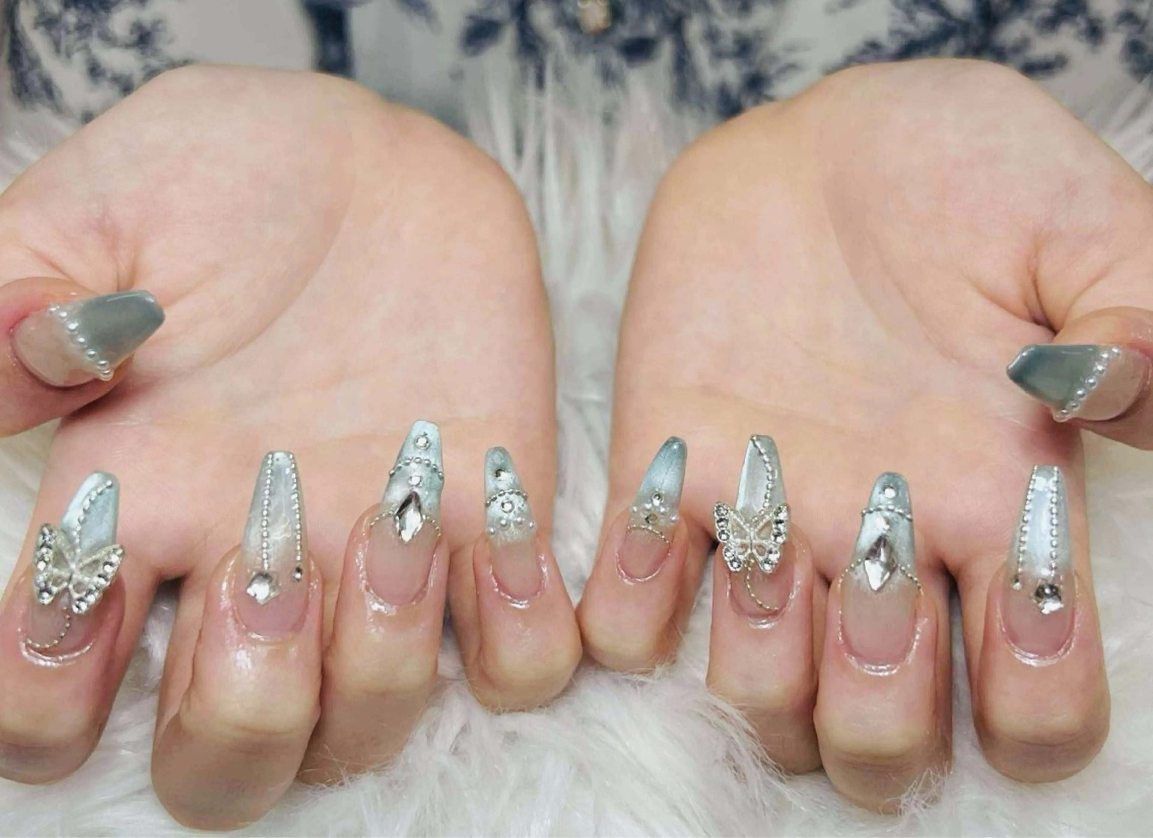 ネイル チークネイル 長さ出し フラッシュネイル フレンチネイル グラデーション ハンドネイル AN NAIL SALONのネイルデザイン