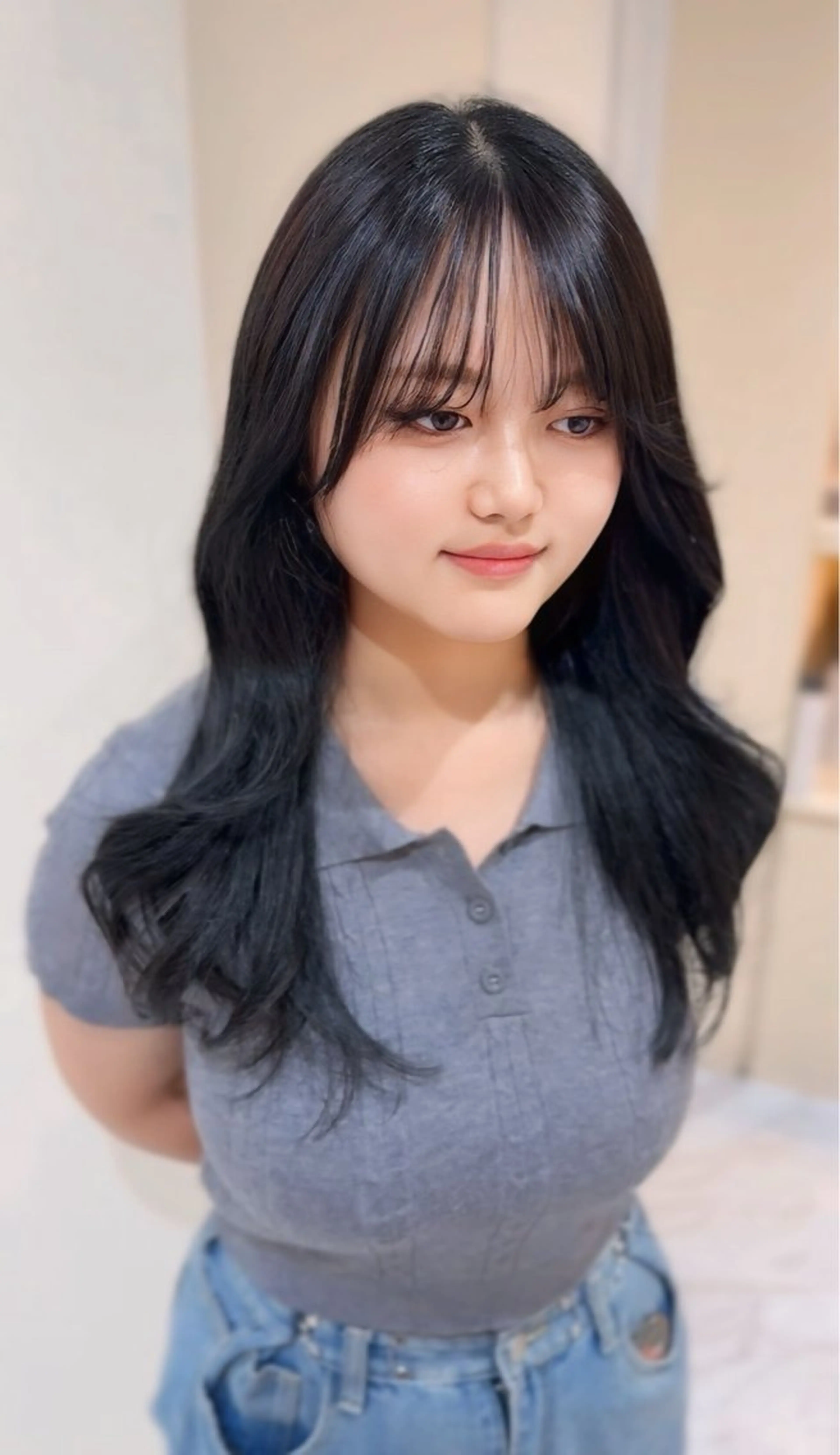 セミロング カラー 黒髪 ワンホン×髪質改善 つのーか🩶‪🫧のヘアスタイル