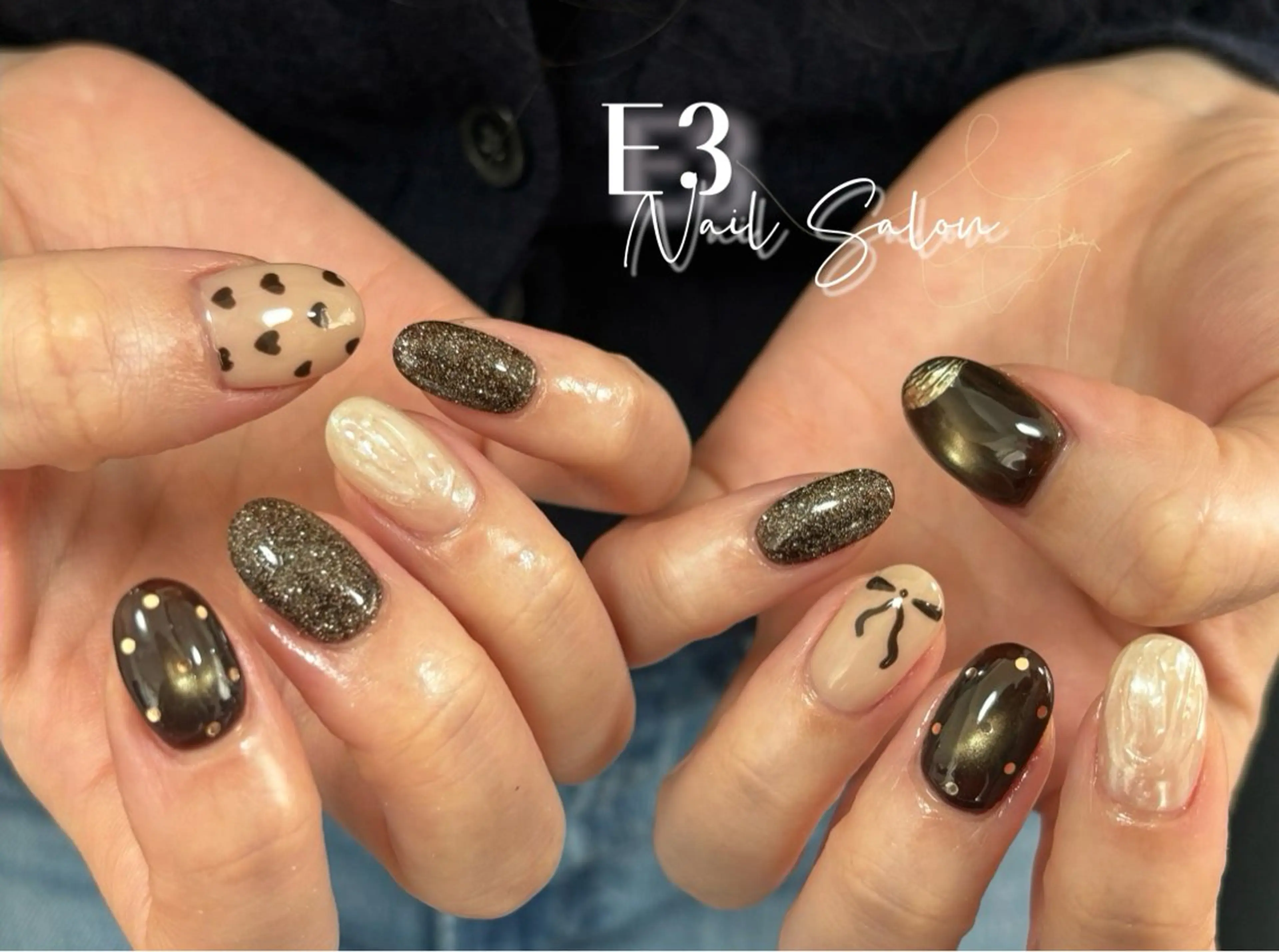 ネイル フレンチネイル ジェルネイル ガラスフレンチ グラデーション キラキラネイル ハンドネイル E3 Nail Salonのネイルデザイン