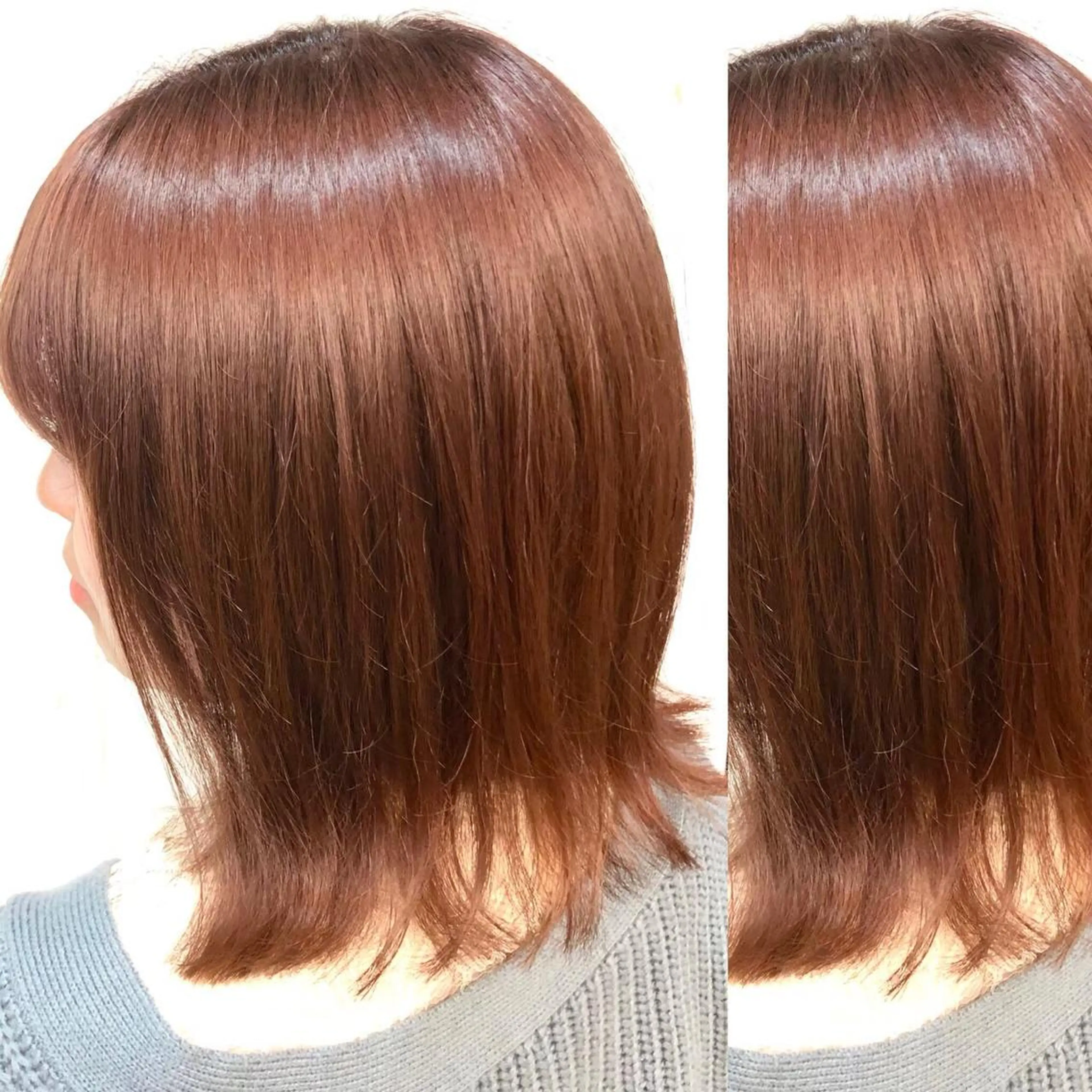 セミロング カラー JuNブリーチに 縮毛矯正するプロのヘアスタイル